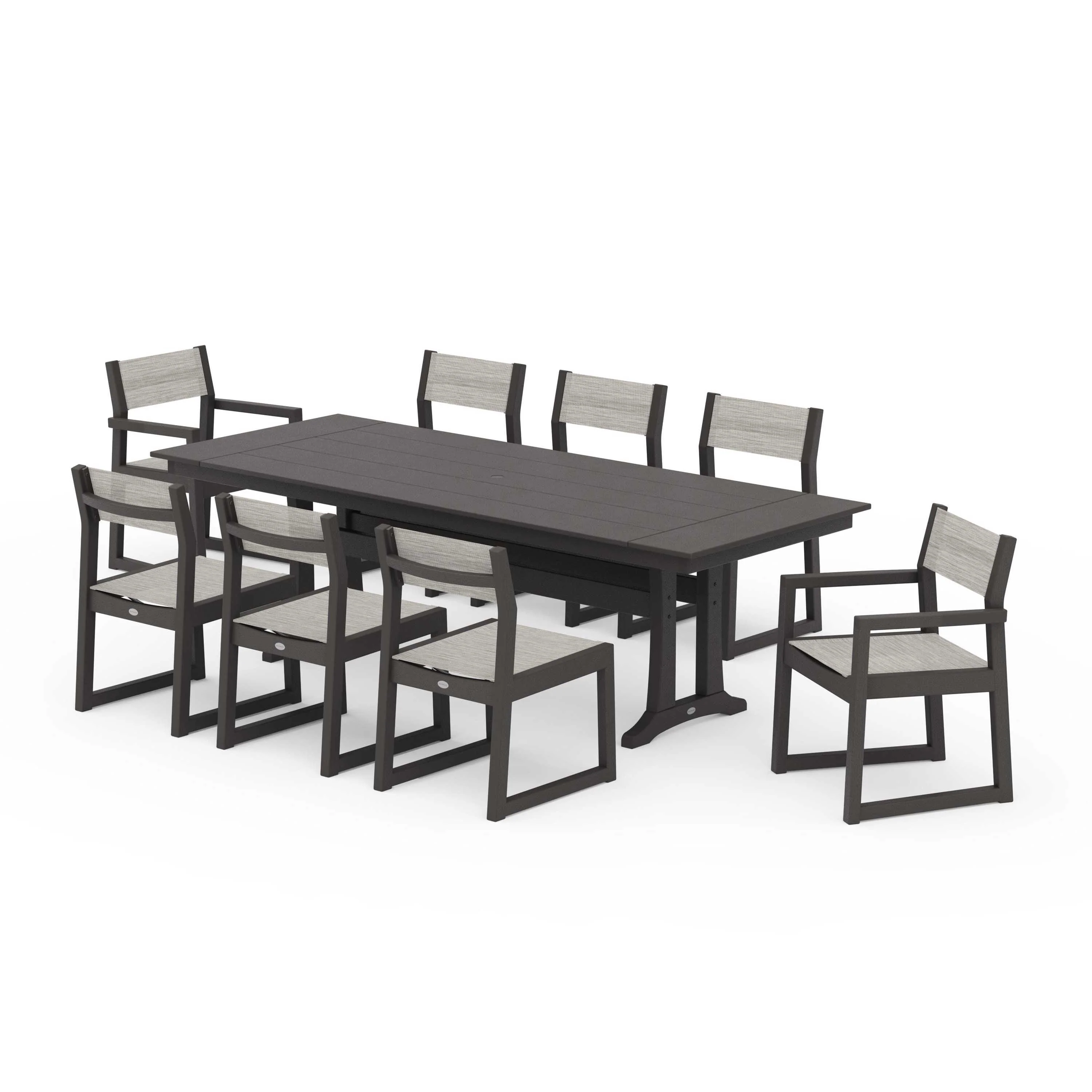 EDGE Sling 9-Piece Farmhouse Trestle Dining Set - Image 133