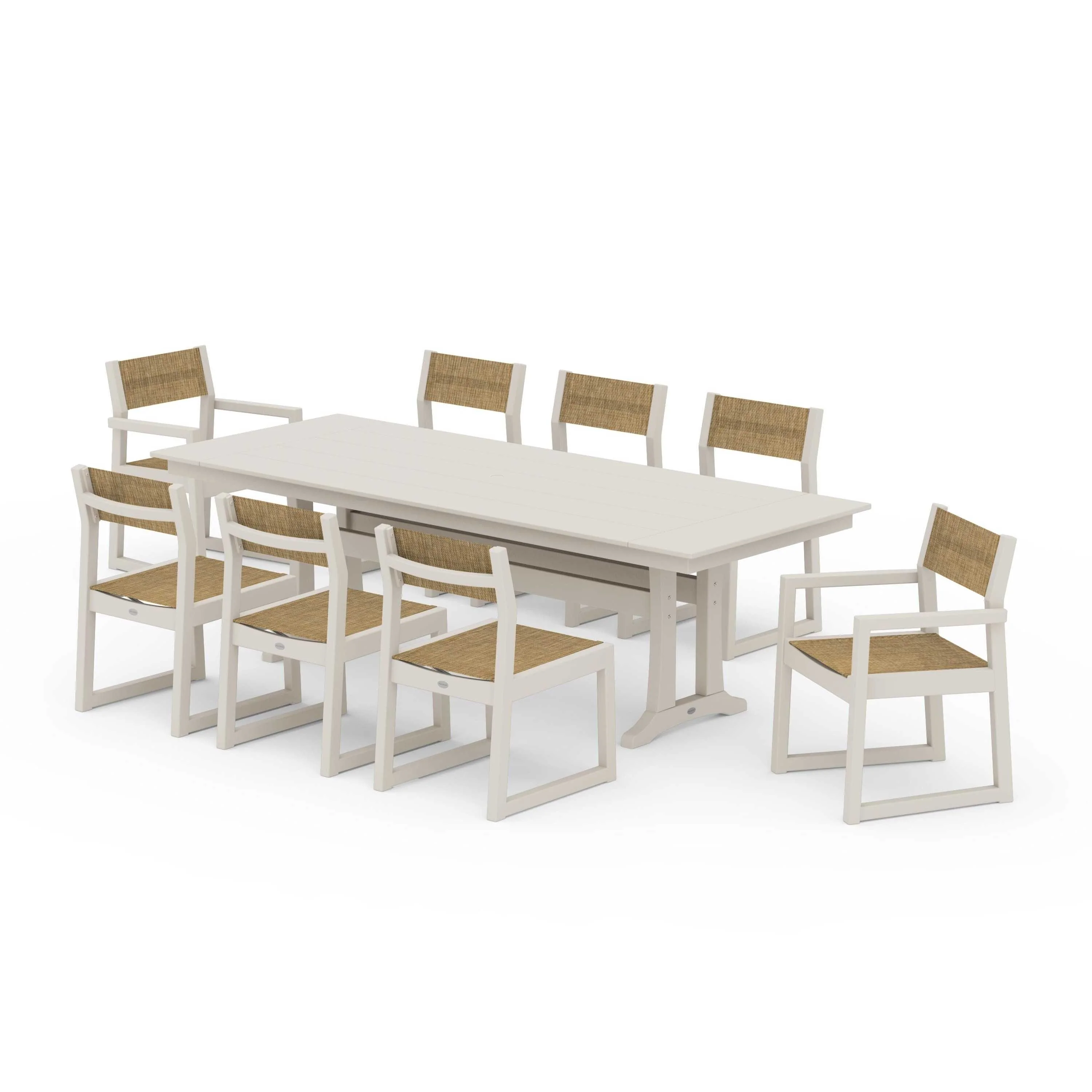 EDGE Sling 9-Piece Farmhouse Trestle Dining Set - Image 134