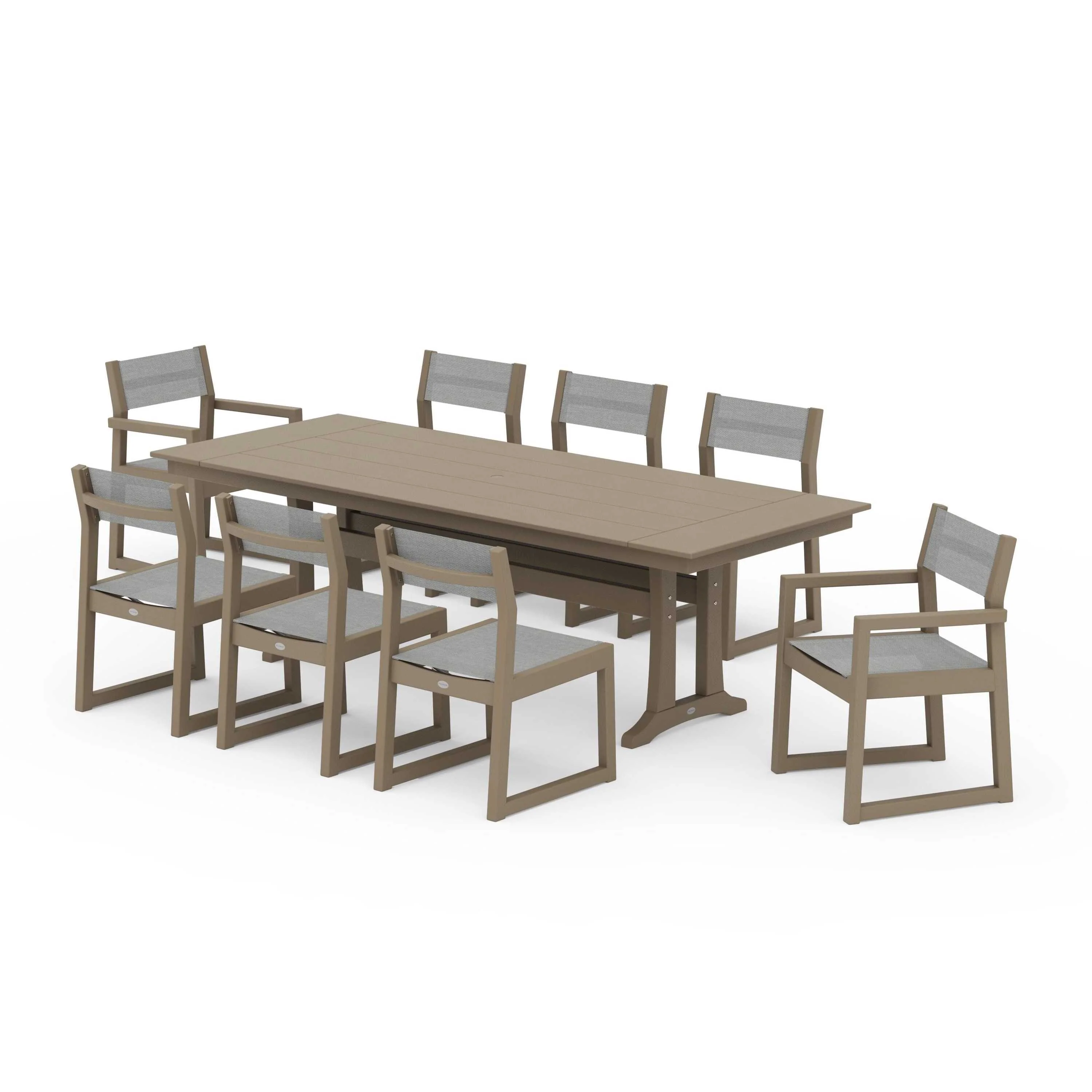 EDGE Sling 9-Piece Farmhouse Trestle Dining Set - Image 135