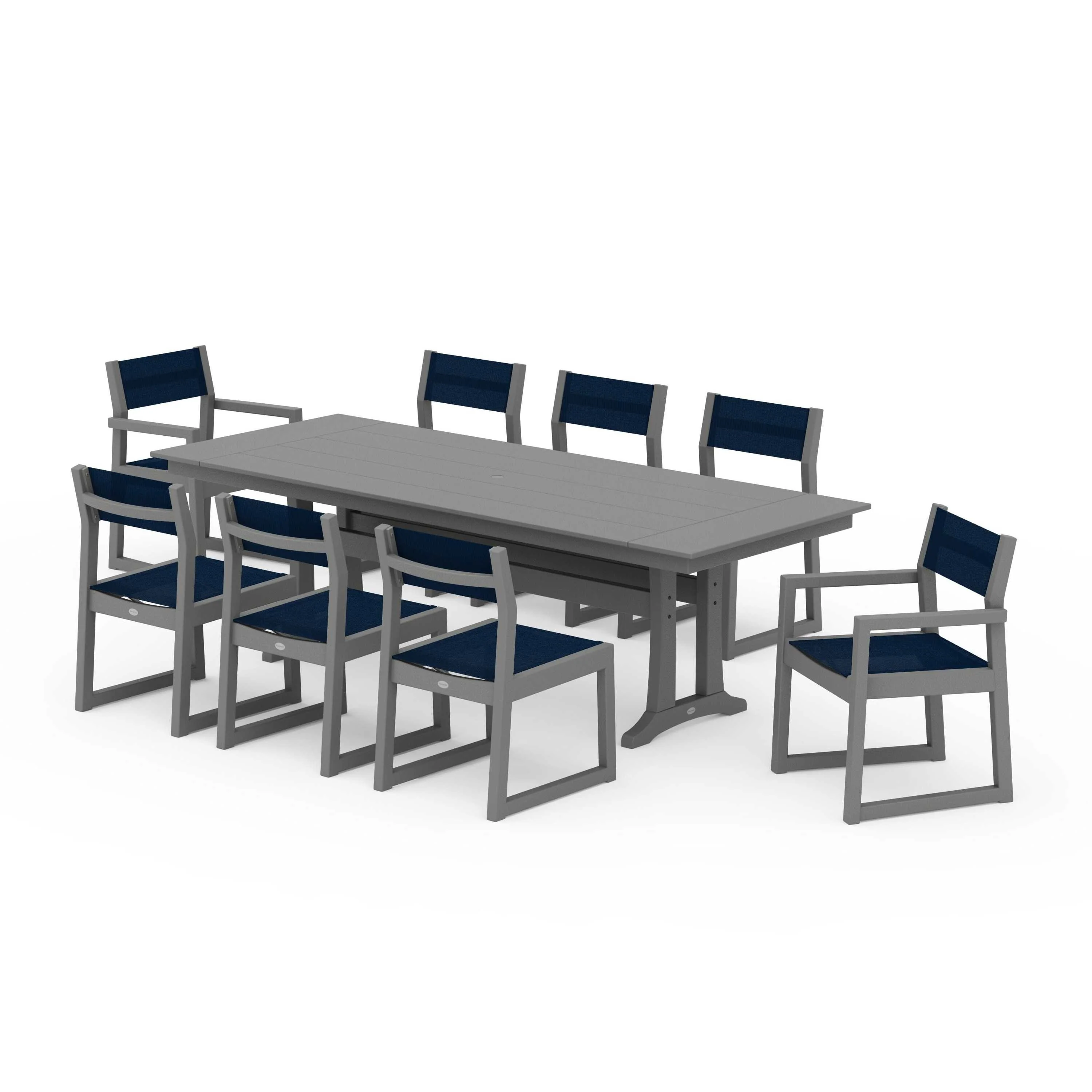 EDGE Sling 9-Piece Farmhouse Trestle Dining Set - Image 136