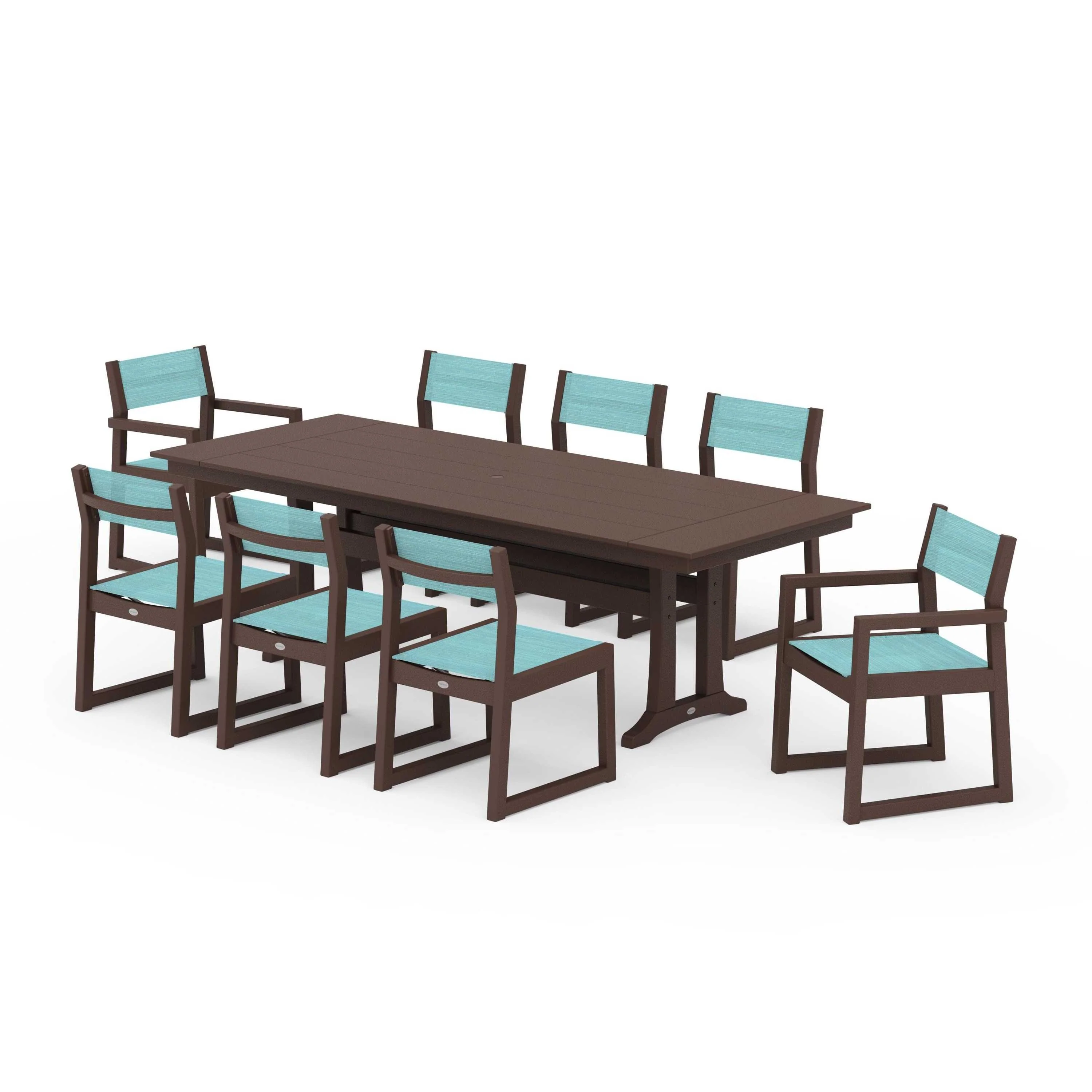 EDGE Sling 9-Piece Farmhouse Trestle Dining Set - Image 137