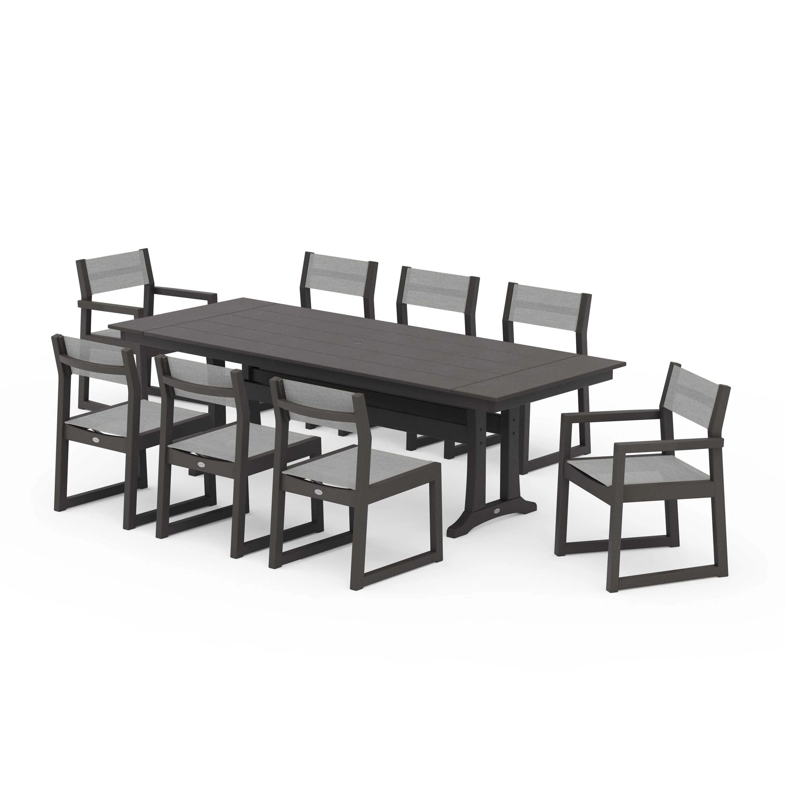 EDGE Sling 9-Piece Farmhouse Trestle Dining Set - Image 138