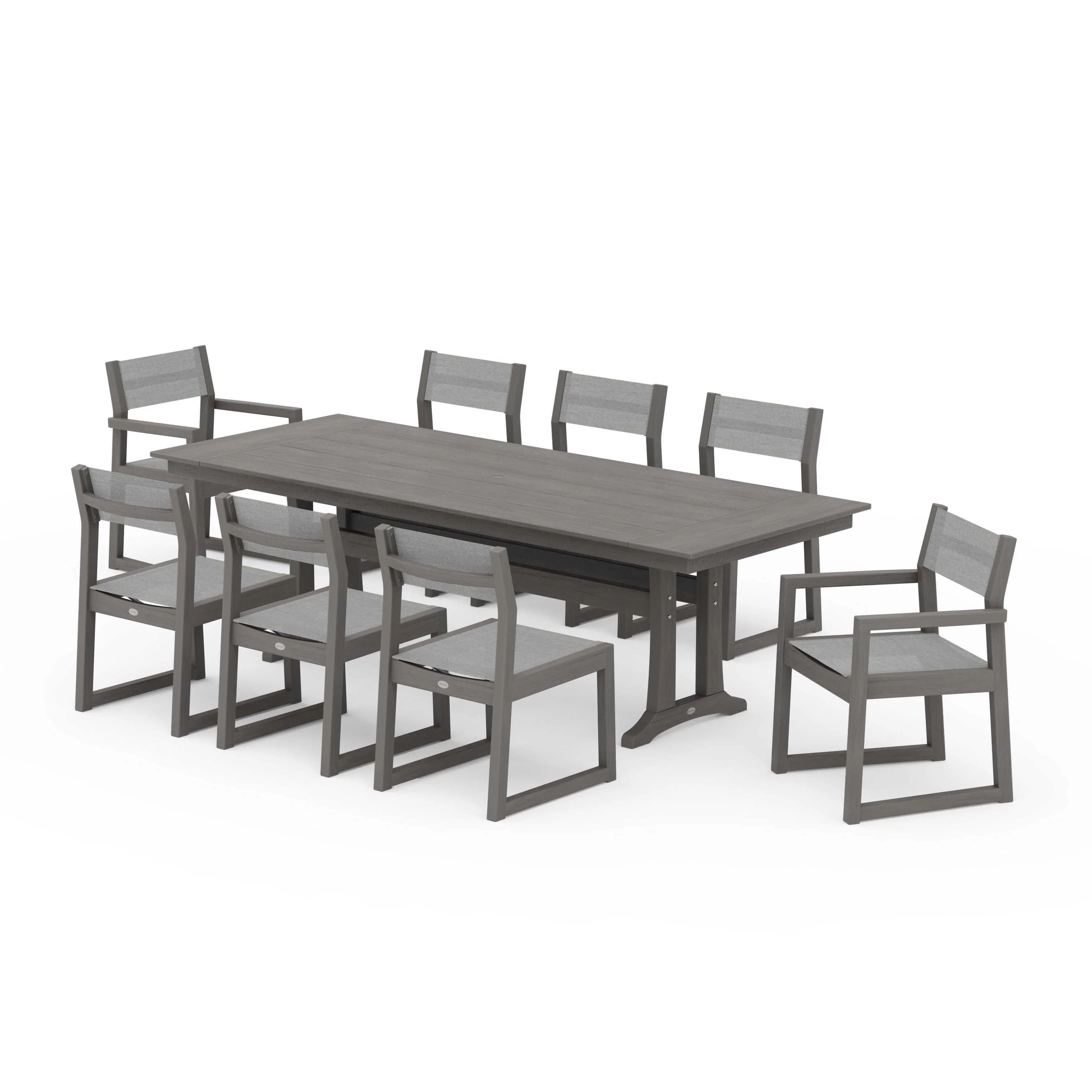 EDGE Sling 9-Piece Farmhouse Trestle Dining Set - Image 139