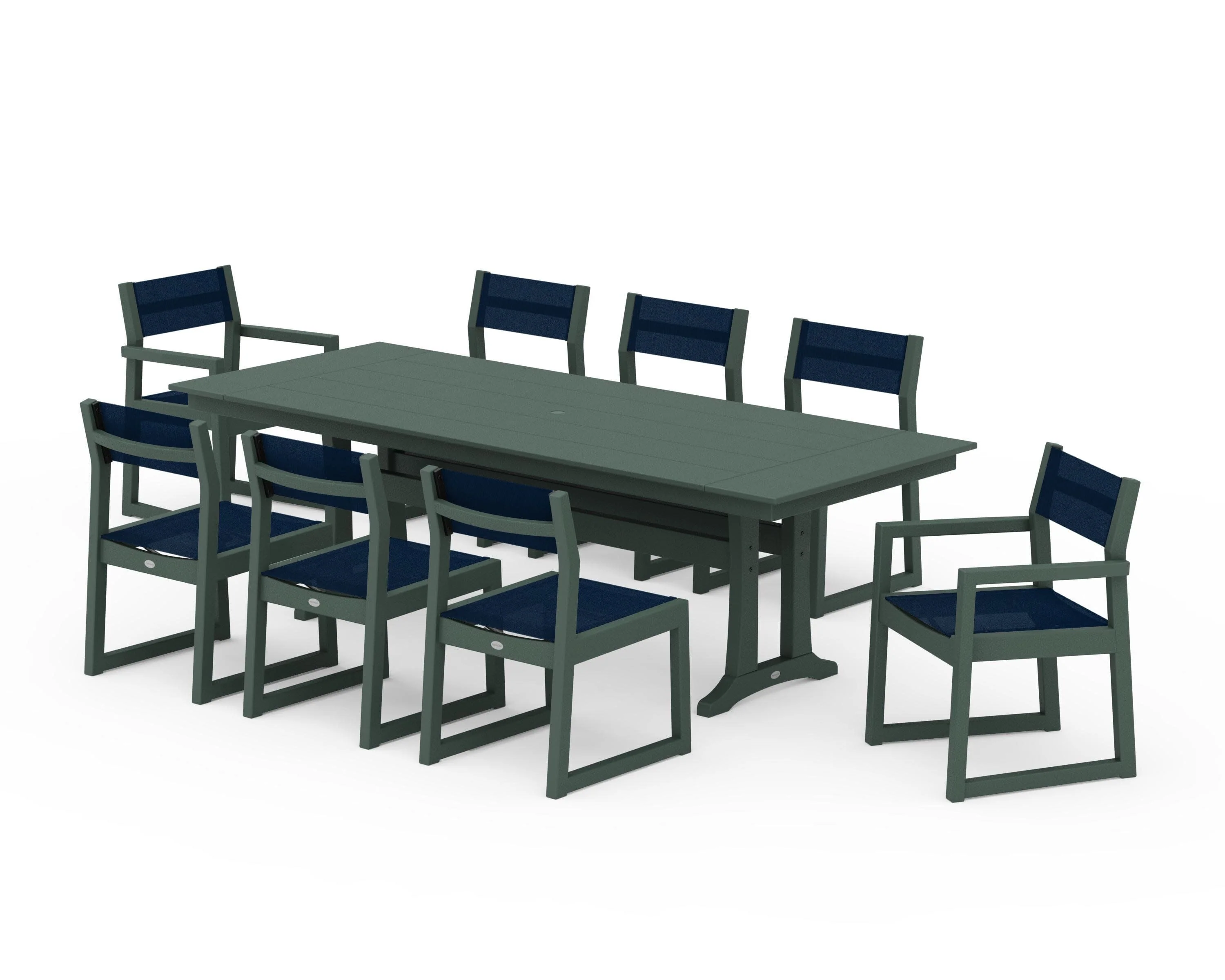 EDGE Sling 9-Piece Farmhouse Trestle Dining Set - Image 14