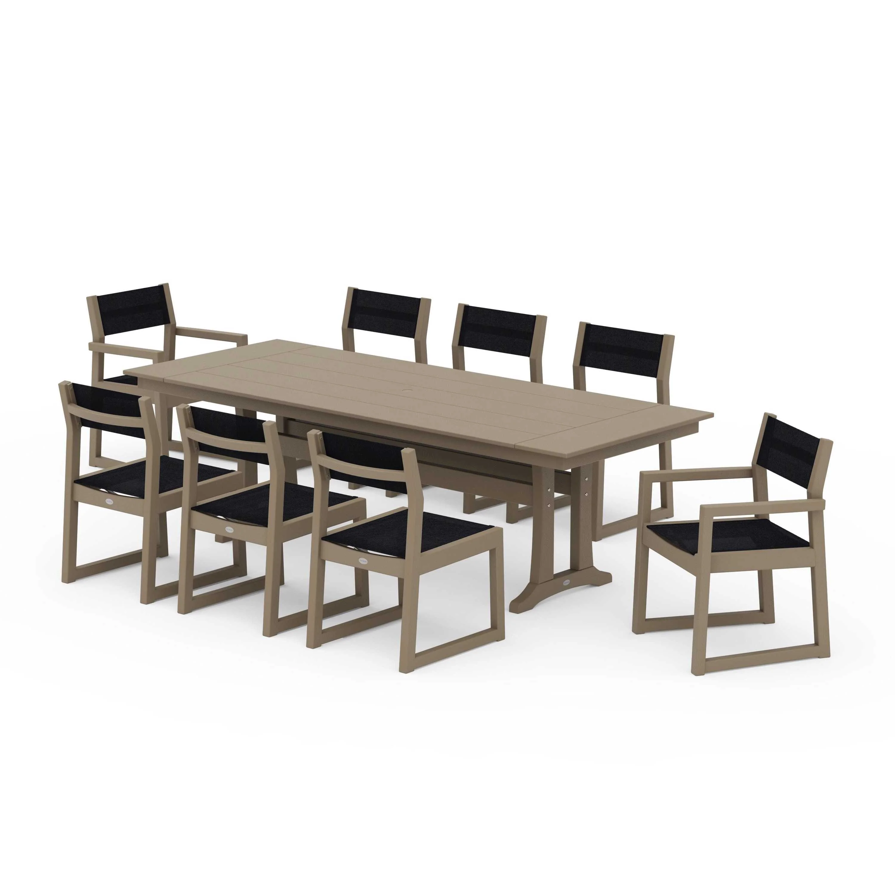 EDGE Sling 9-Piece Farmhouse Trestle Dining Set - Image 140