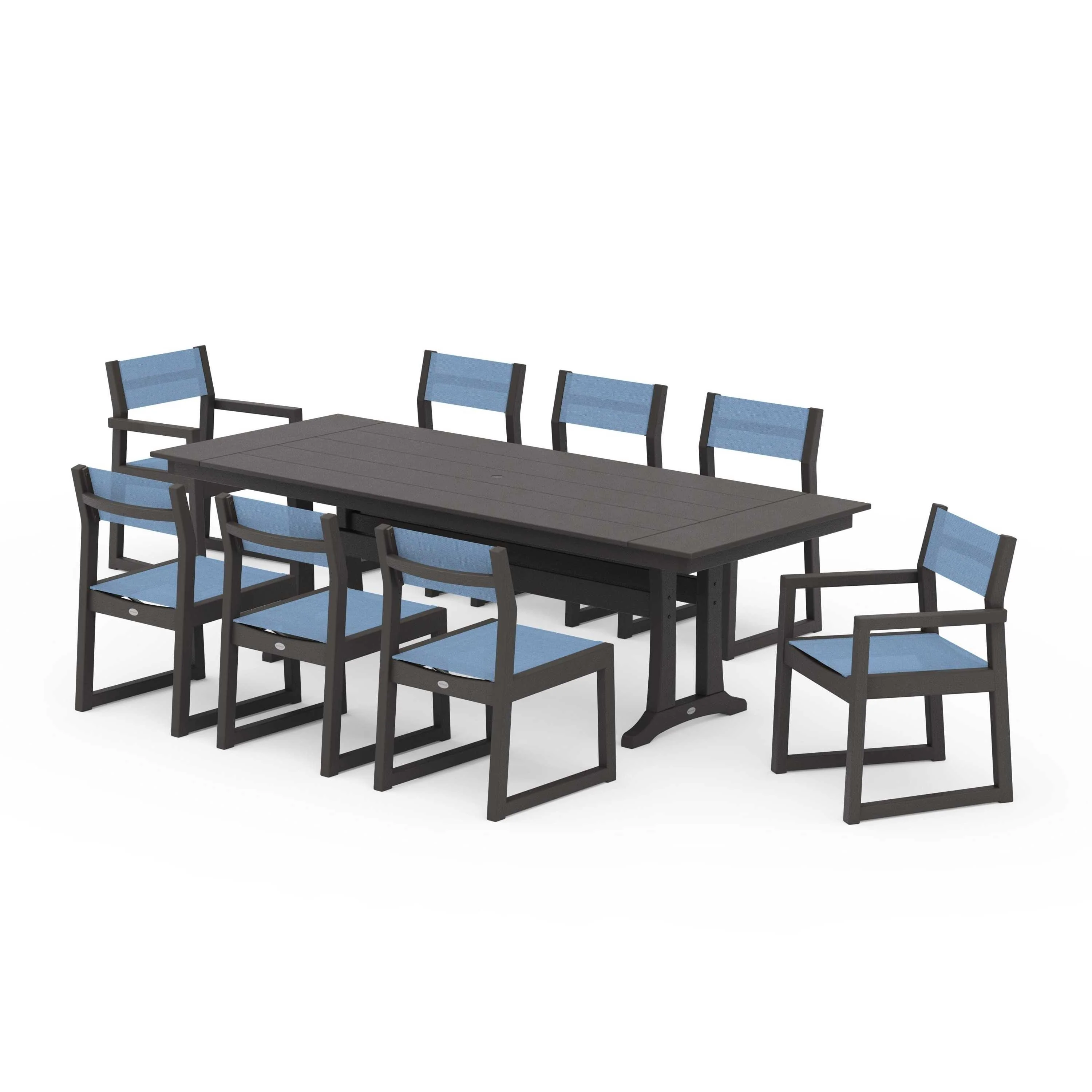 EDGE Sling 9-Piece Farmhouse Trestle Dining Set - Image 141