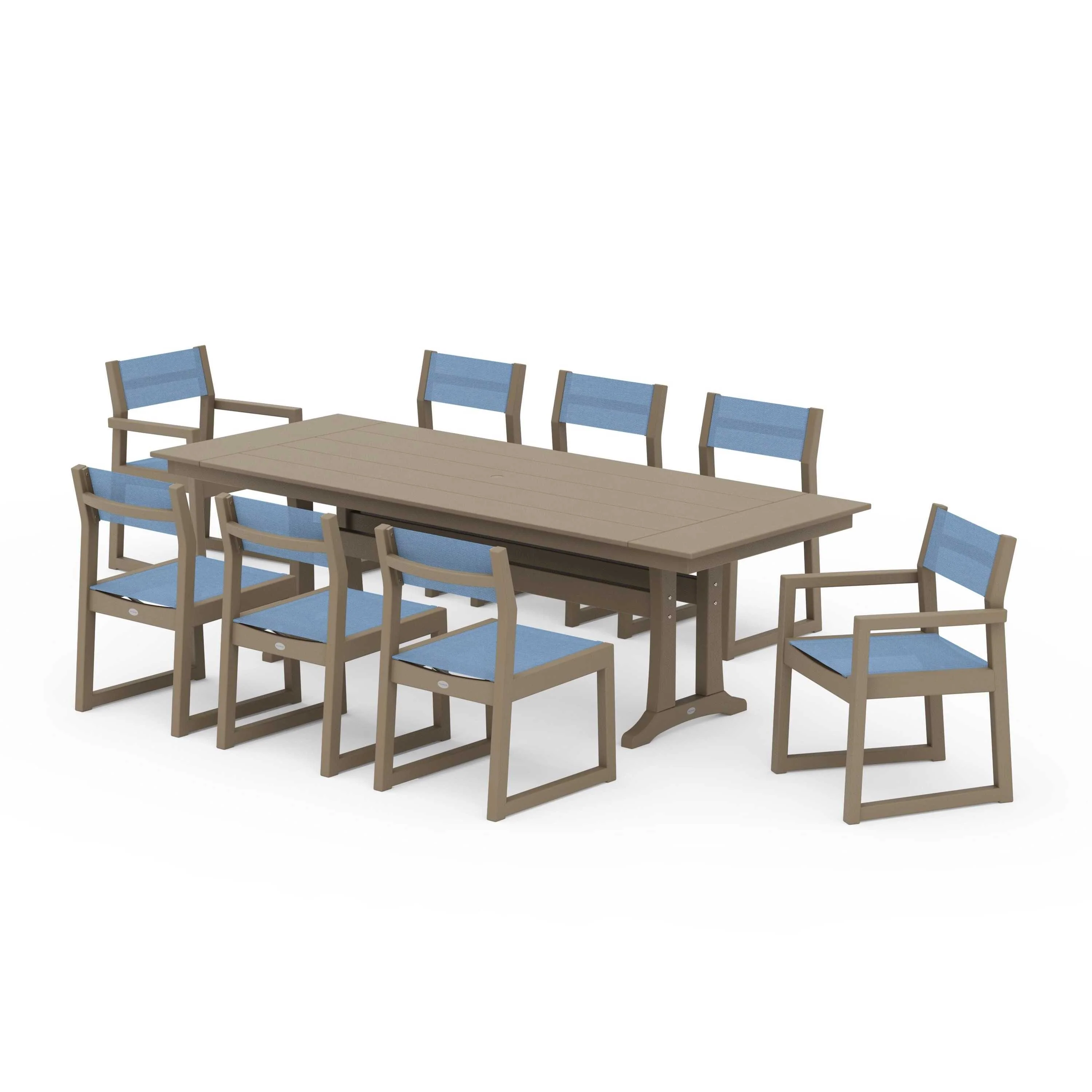 EDGE Sling 9-Piece Farmhouse Trestle Dining Set - Image 142