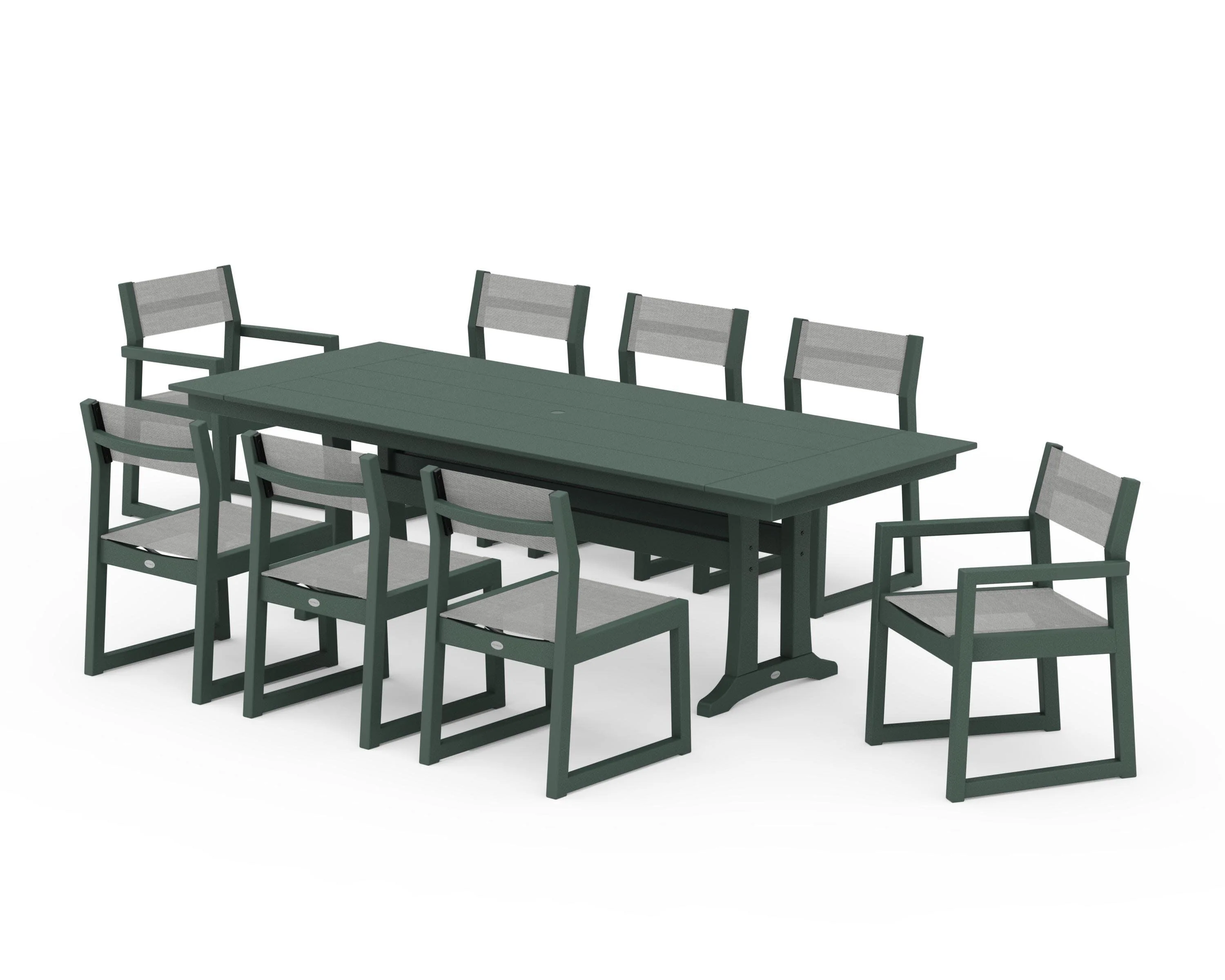 EDGE Sling 9-Piece Farmhouse Trestle Dining Set - Image 15