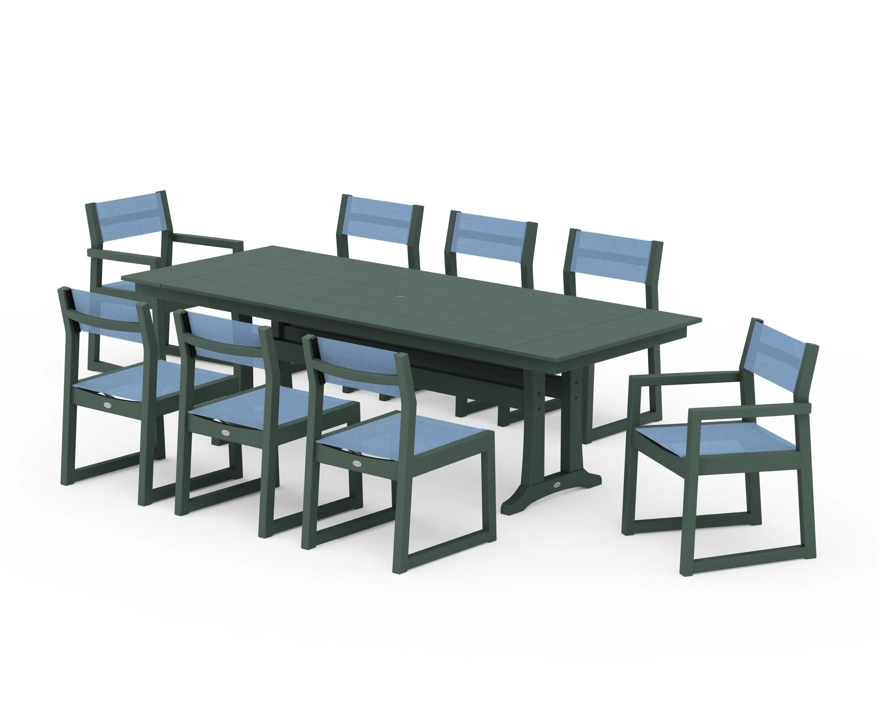EDGE Sling 9-Piece Farmhouse Trestle Dining Set - Image 16