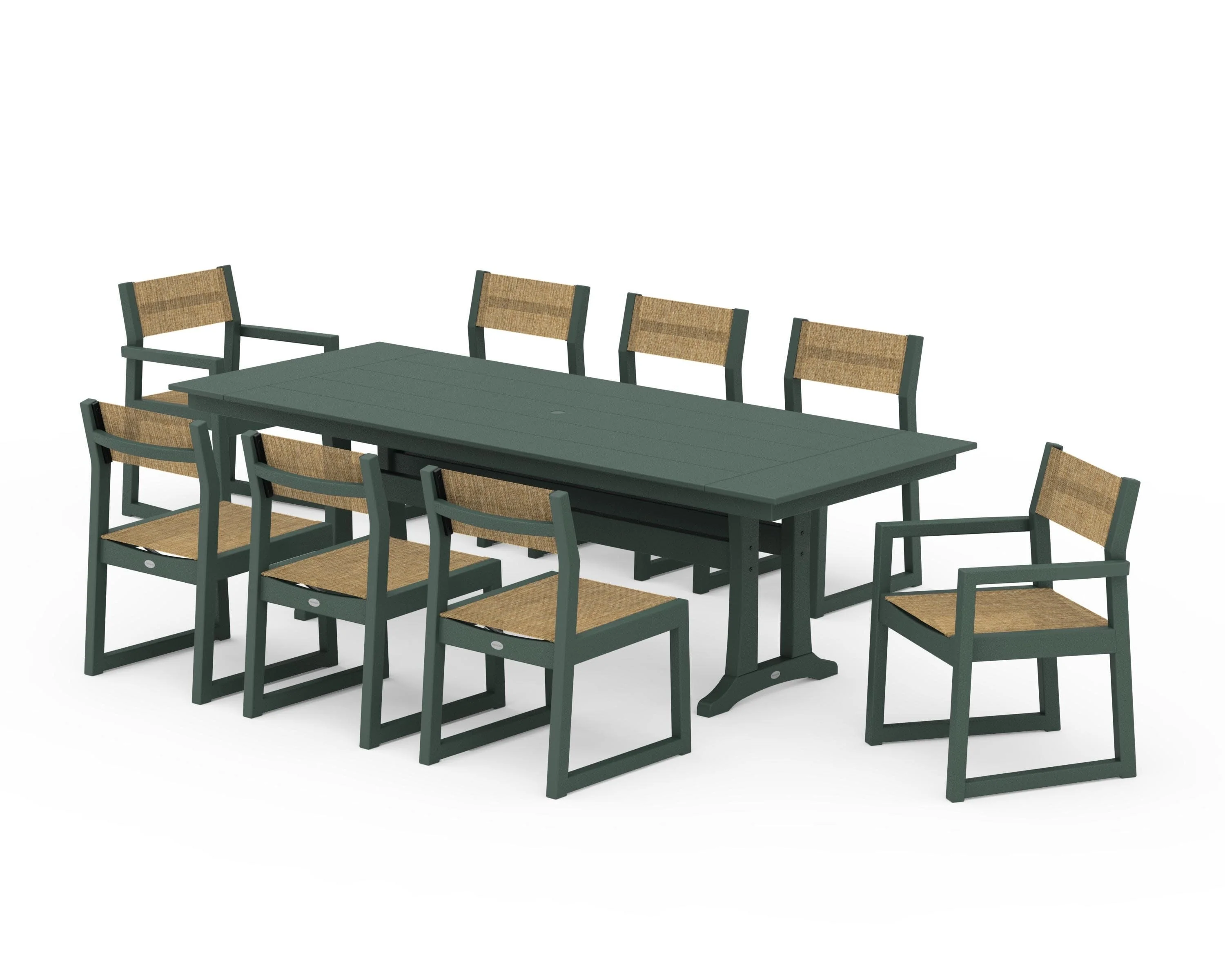EDGE Sling 9-Piece Farmhouse Trestle Dining Set - Image 17
