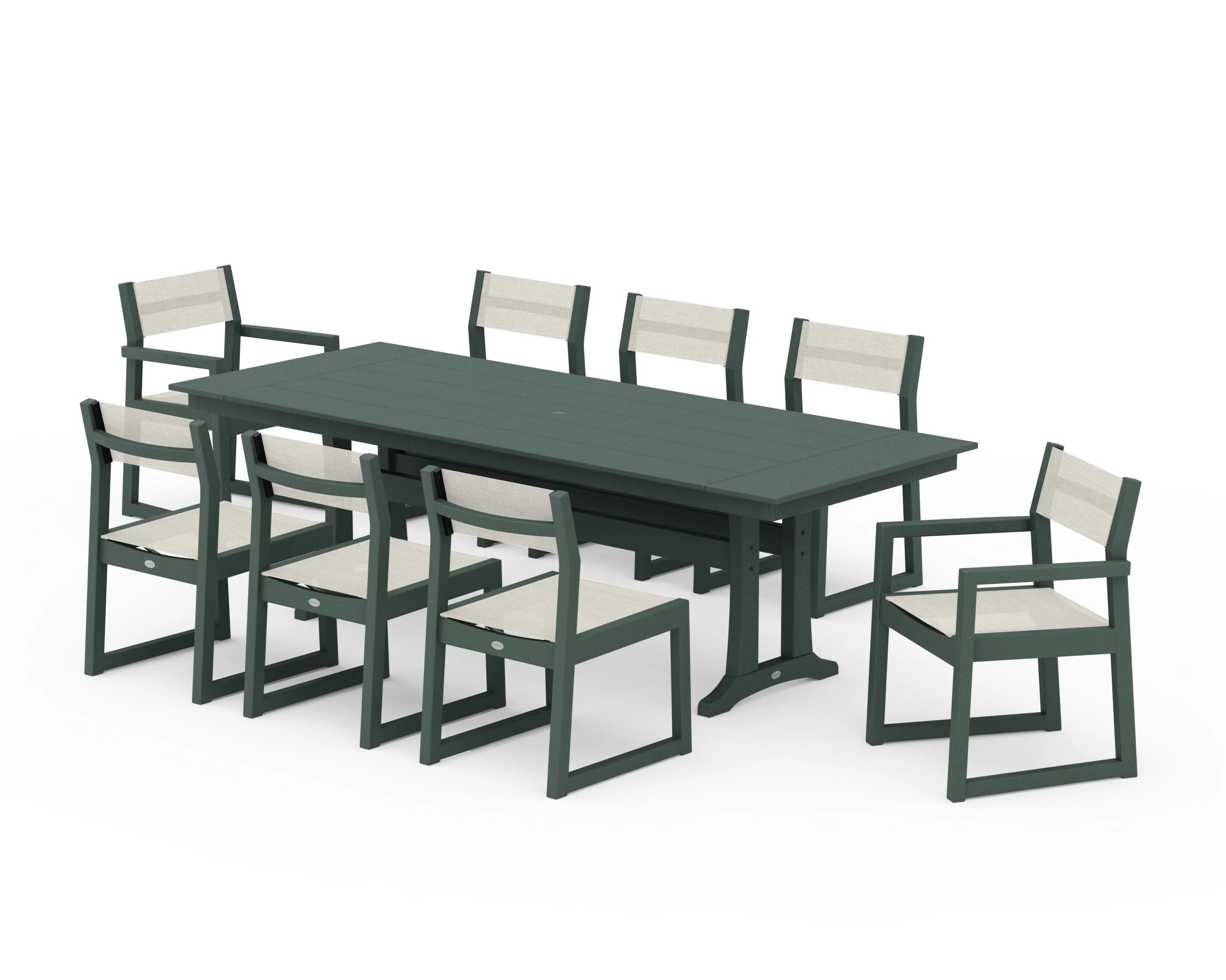 EDGE Sling 9-Piece Farmhouse Trestle Dining Set - Image 18
