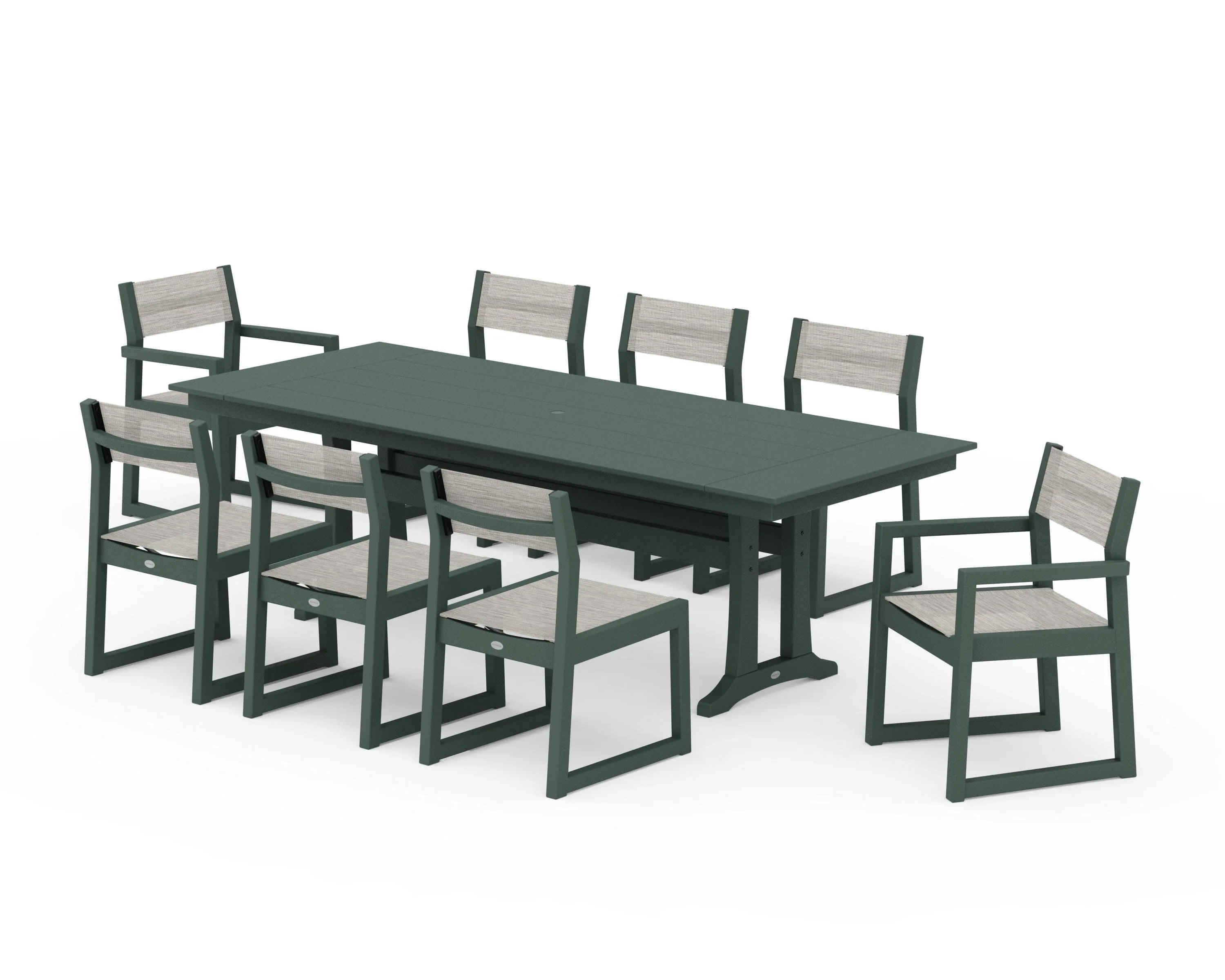 EDGE Sling 9-Piece Farmhouse Trestle Dining Set - Image 19