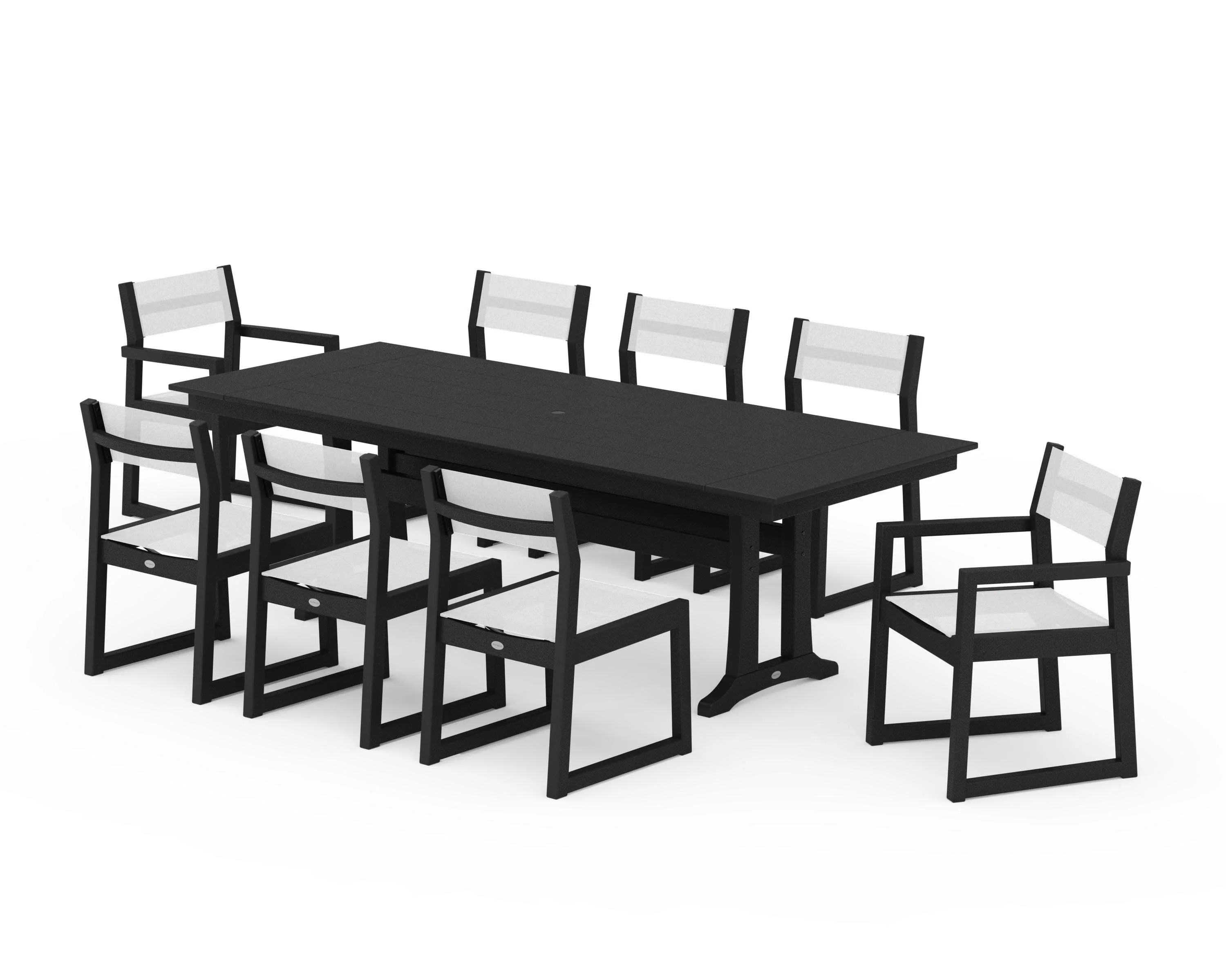 EDGE Sling 9-Piece Farmhouse Trestle Dining Set - Image 2