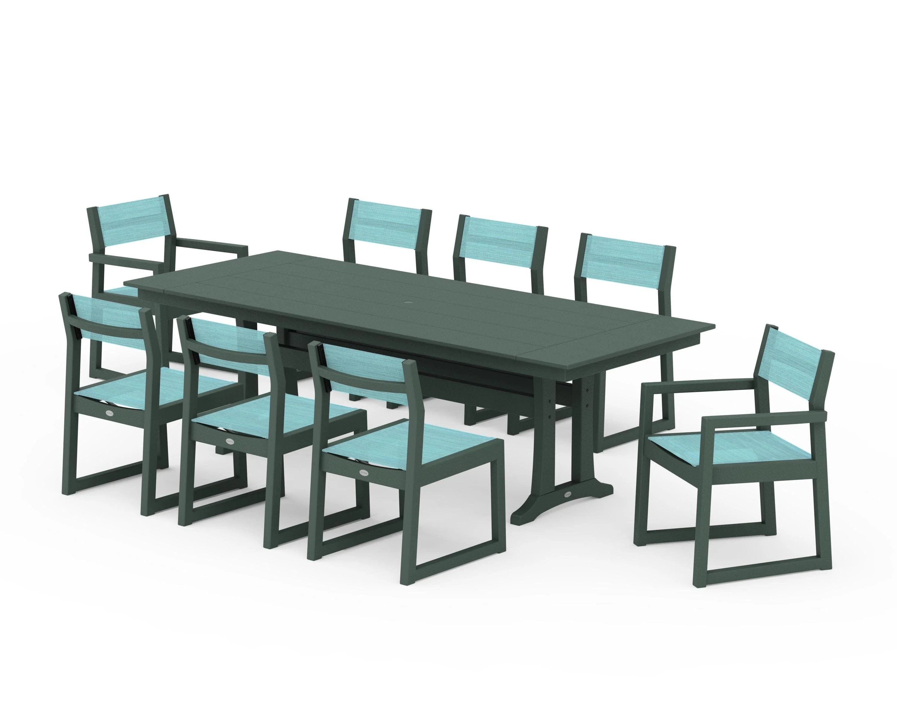 EDGE Sling 9-Piece Farmhouse Trestle Dining Set - Image 20