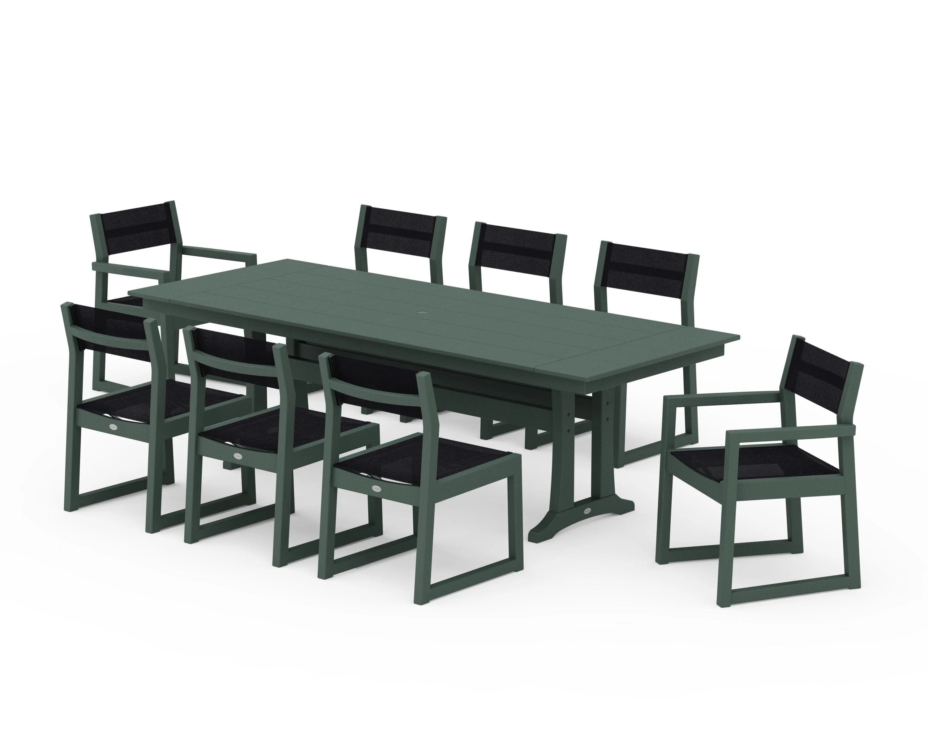 EDGE Sling 9-Piece Farmhouse Trestle Dining Set - Image 21