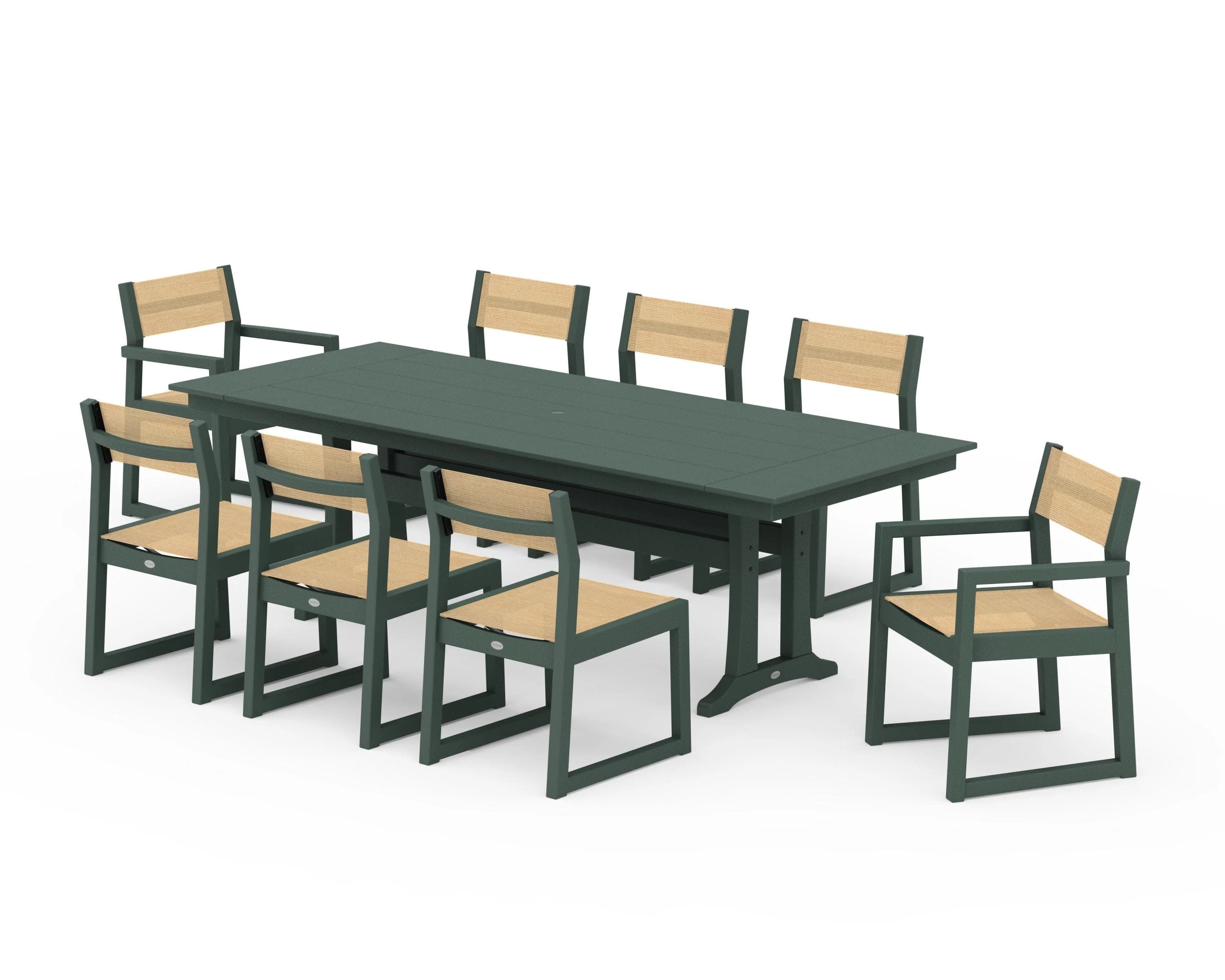 EDGE Sling 9-Piece Farmhouse Trestle Dining Set - Image 22