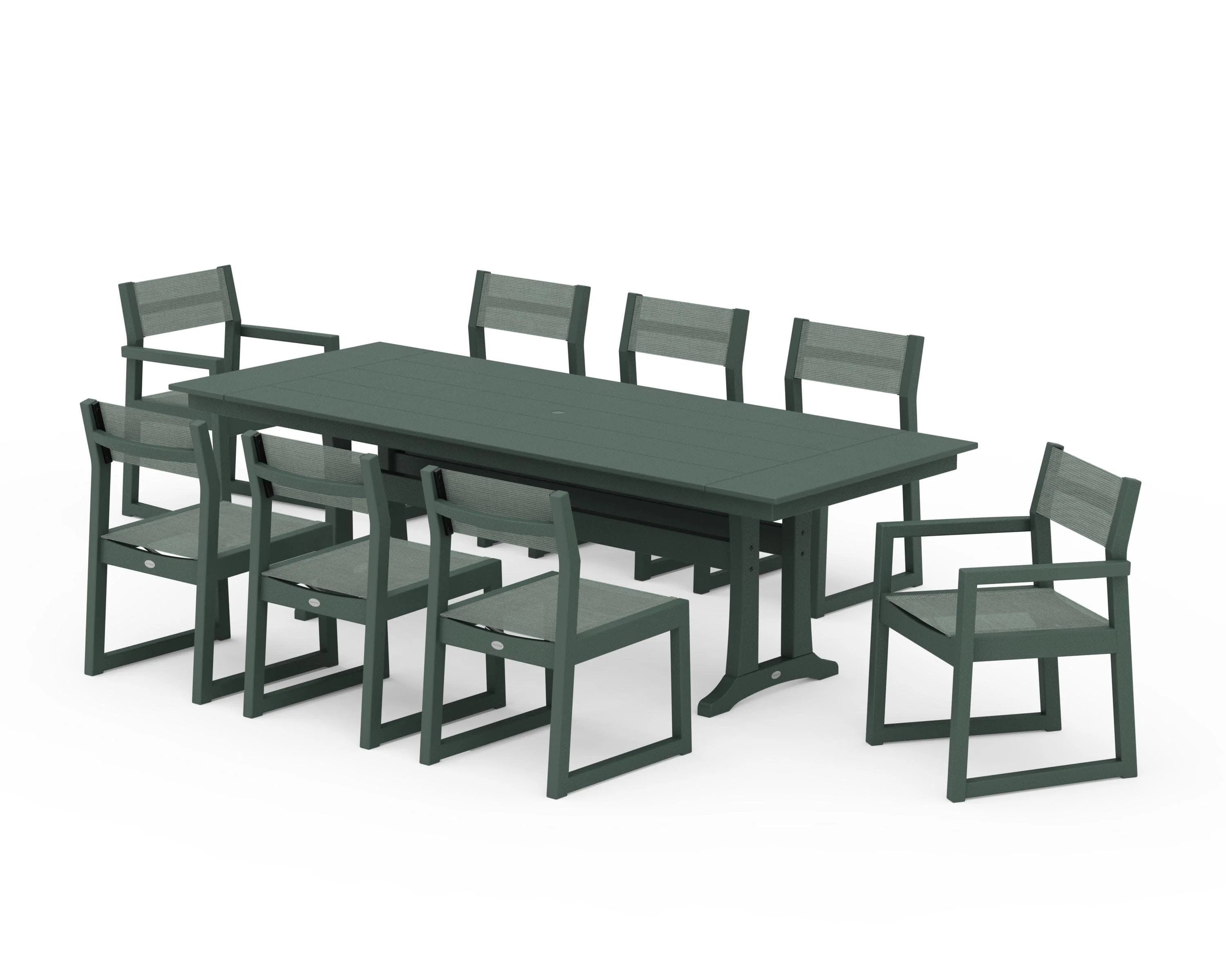 EDGE Sling 9-Piece Farmhouse Trestle Dining Set - Image 23