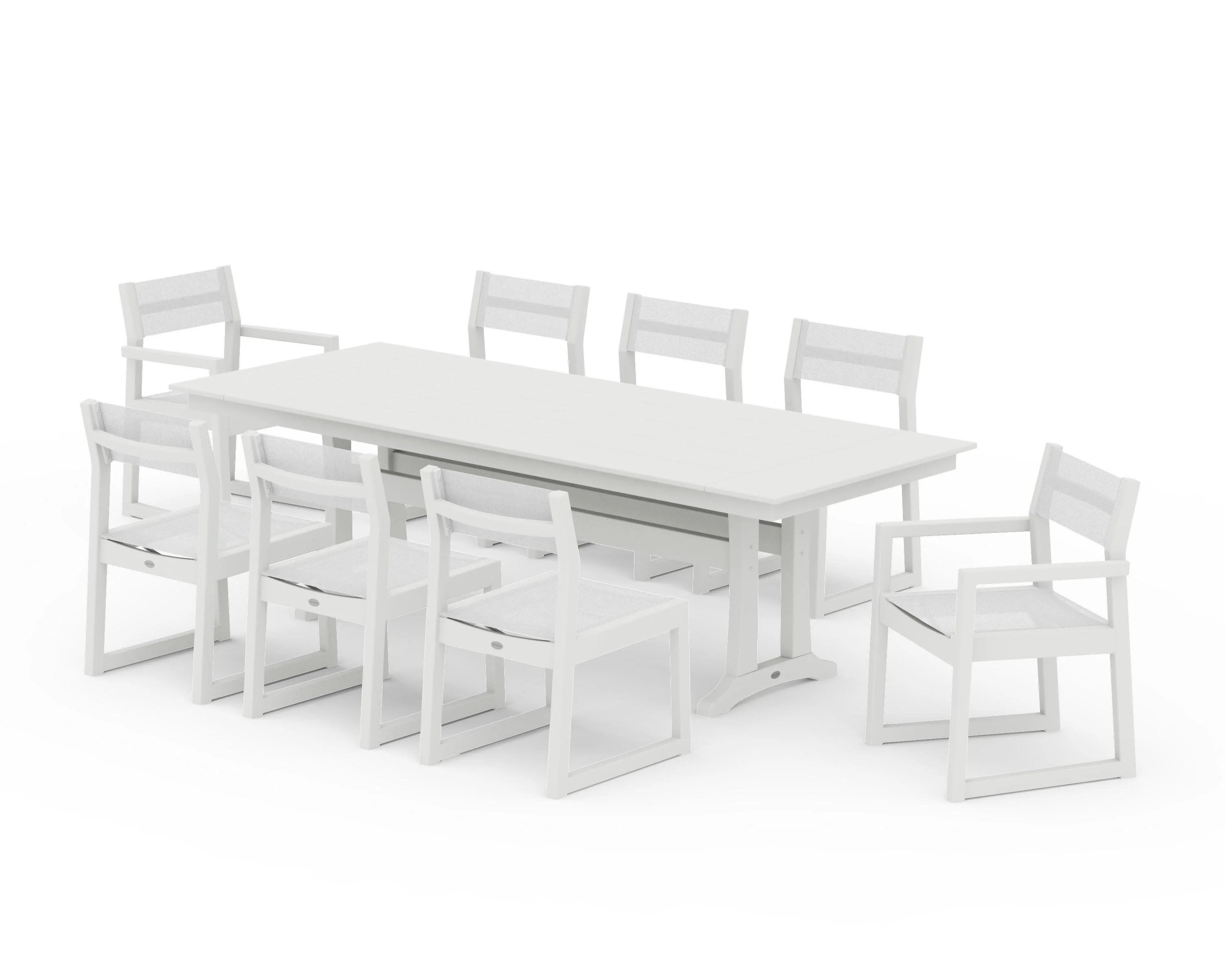 EDGE Sling 9-Piece Farmhouse Trestle Dining Set - Image 24