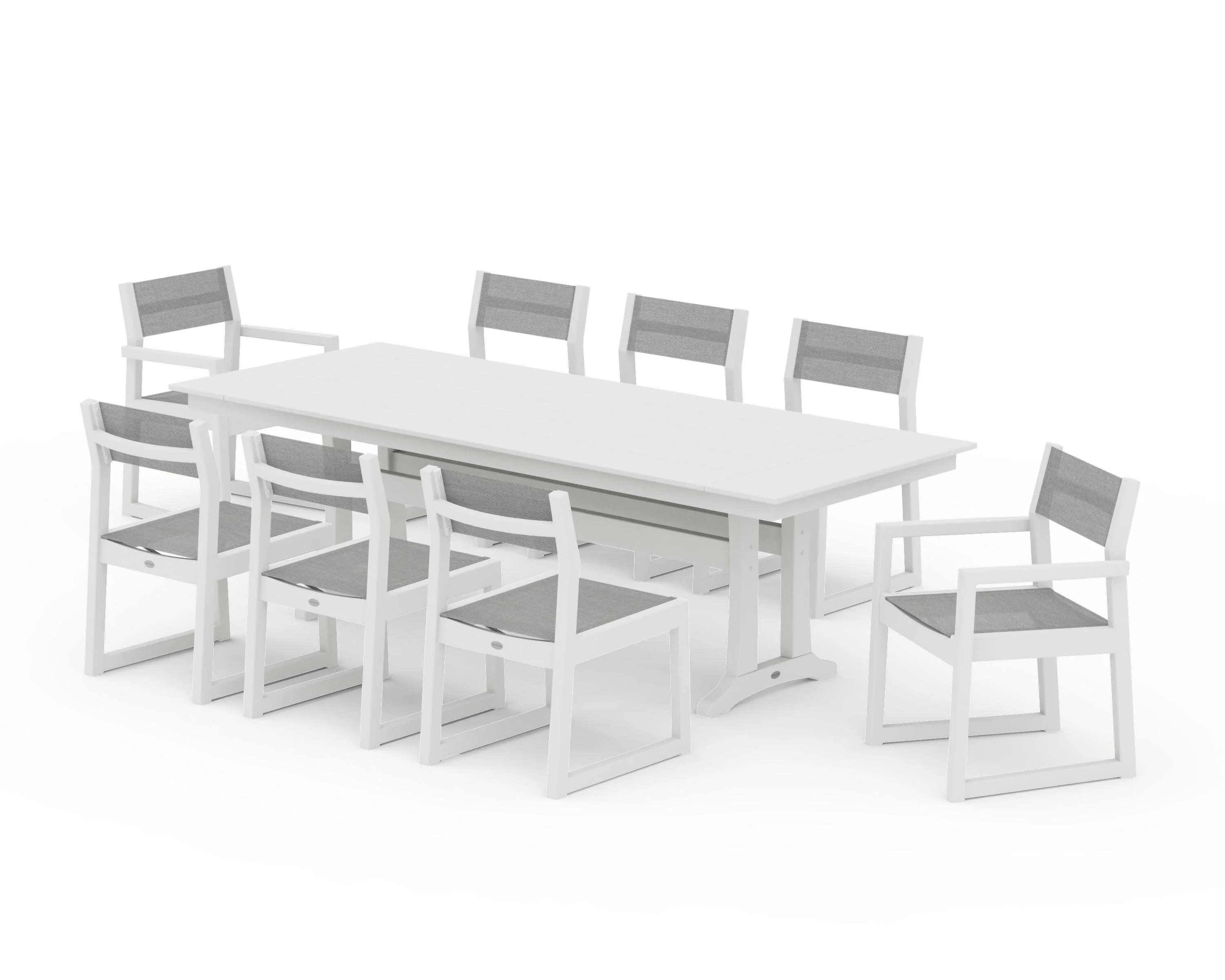EDGE Sling 9-Piece Farmhouse Trestle Dining Set - Image 26