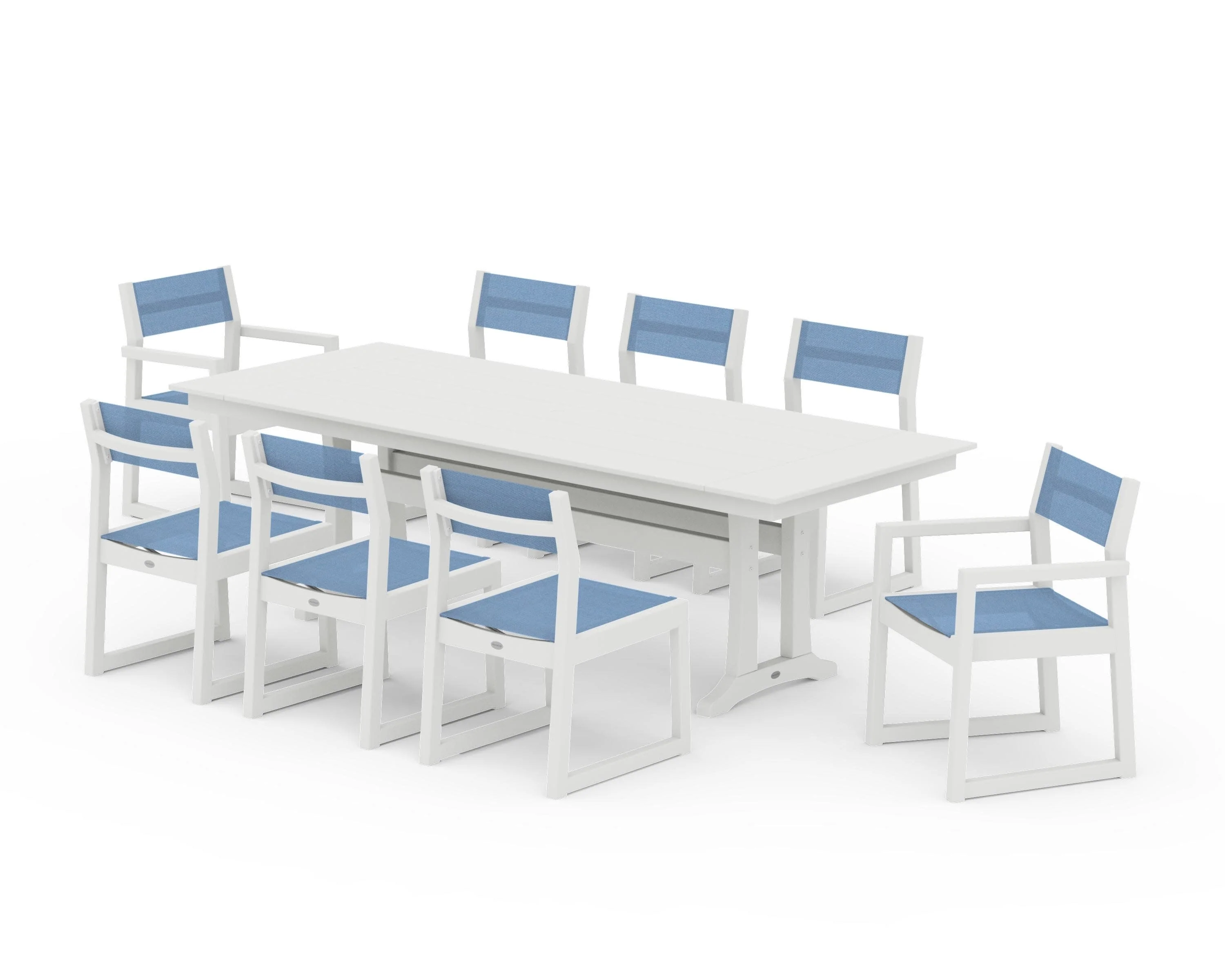 EDGE Sling 9-Piece Farmhouse Trestle Dining Set - Image 27