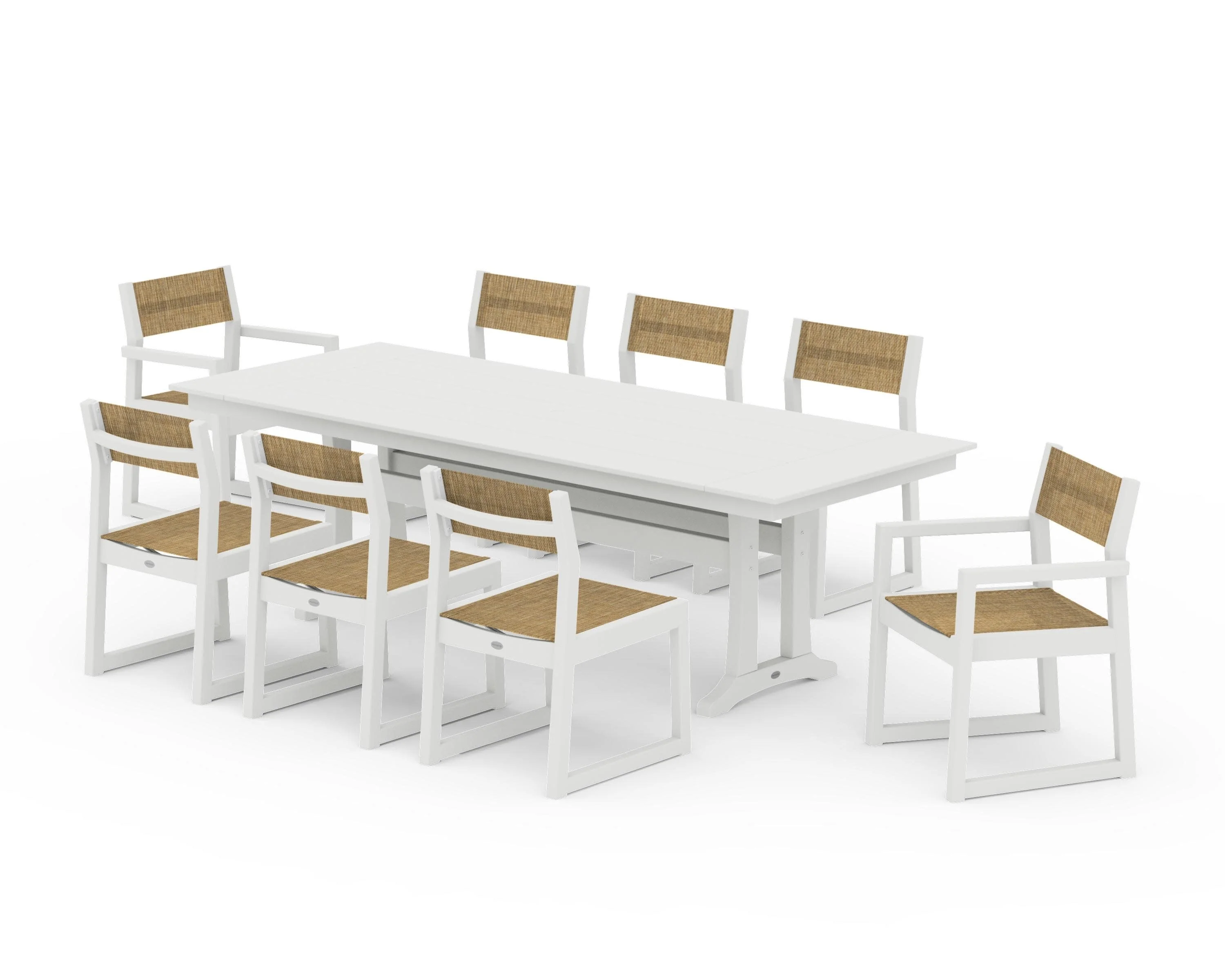 EDGE Sling 9-Piece Farmhouse Trestle Dining Set - Image 28