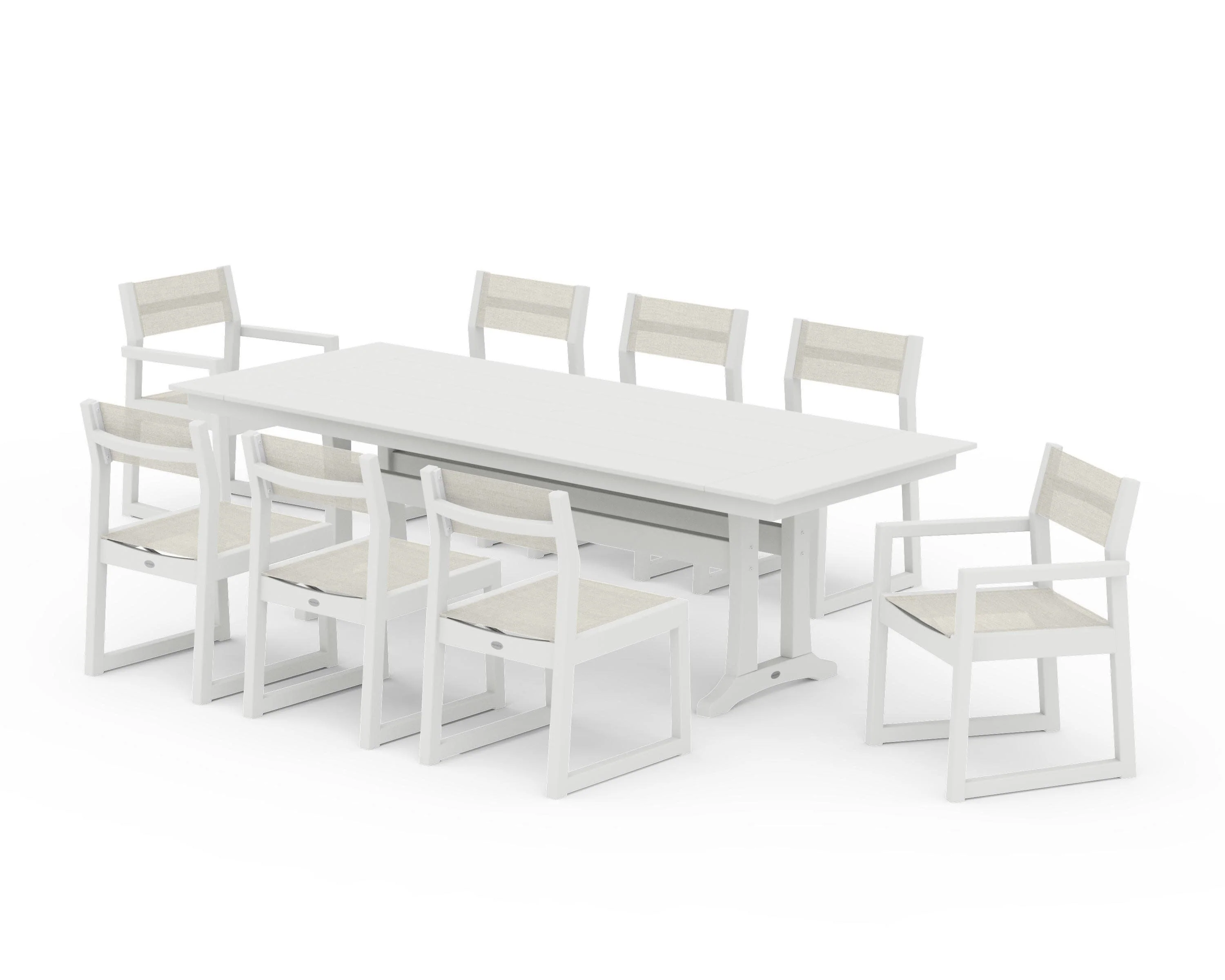 EDGE Sling 9-Piece Farmhouse Trestle Dining Set - Image 29
