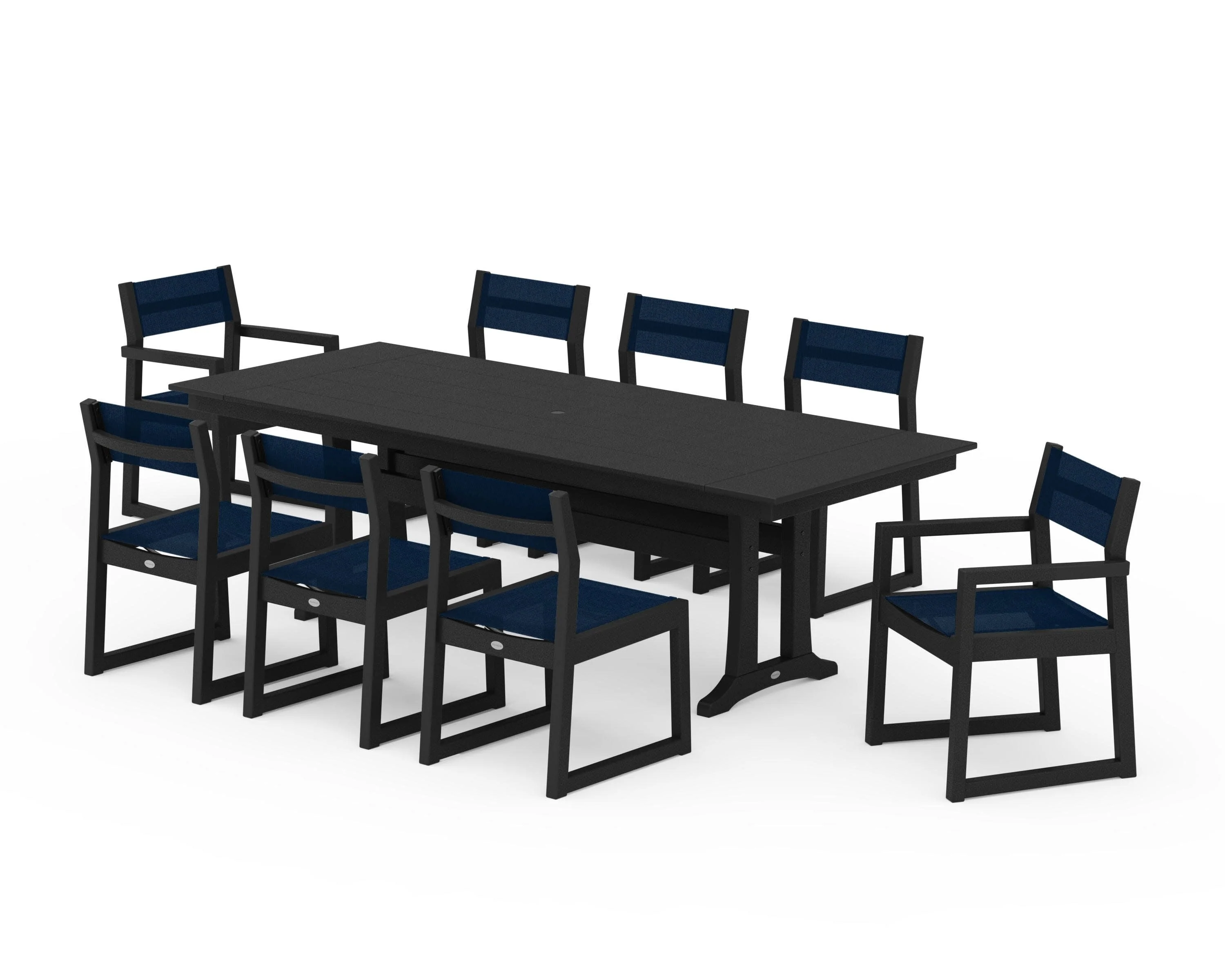 EDGE Sling 9-Piece Farmhouse Trestle Dining Set - Image 3