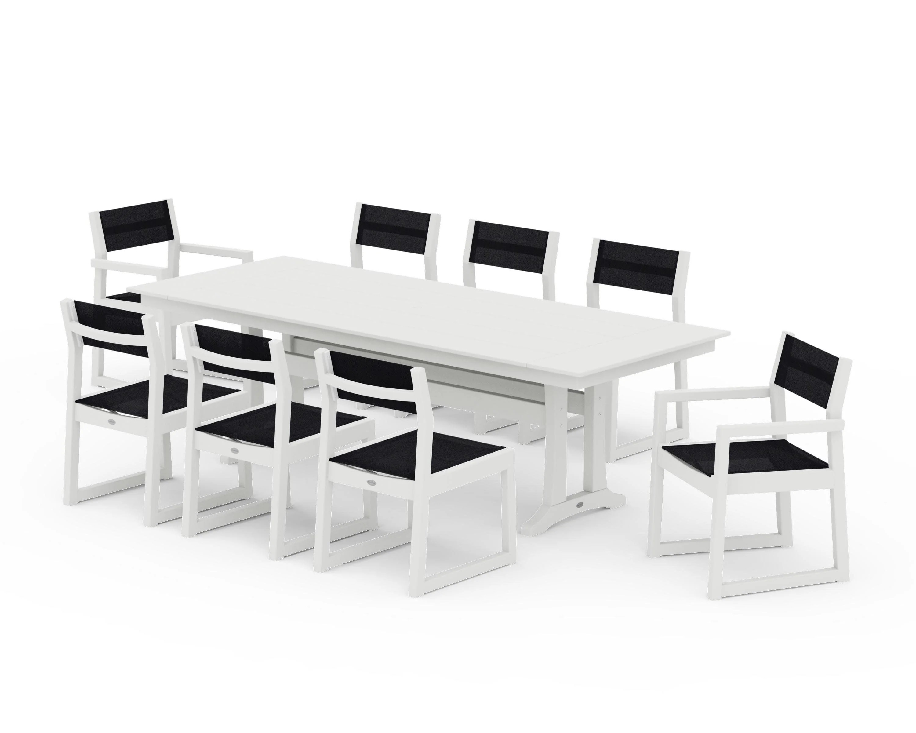 EDGE Sling 9-Piece Farmhouse Trestle Dining Set - Image 32