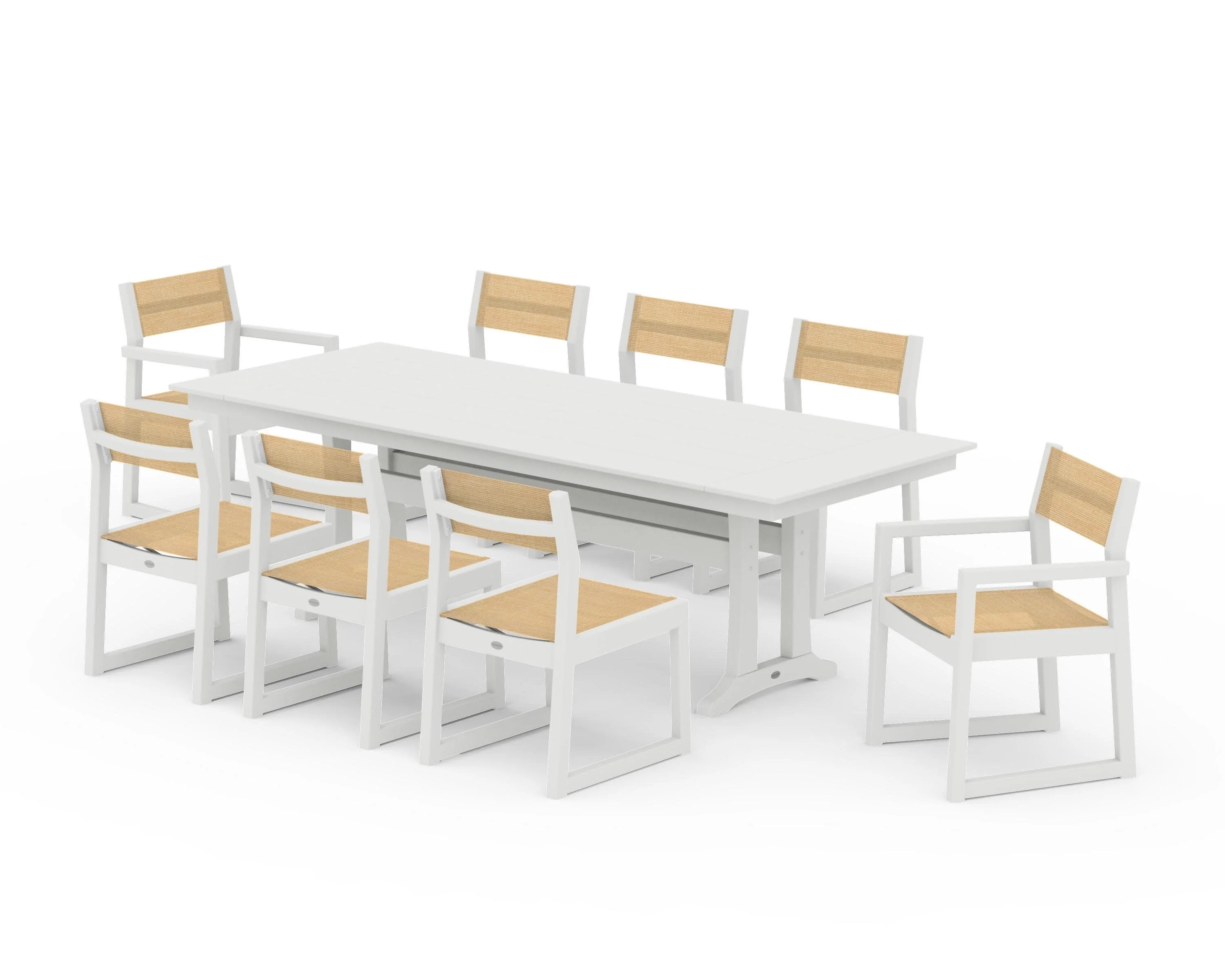EDGE Sling 9-Piece Farmhouse Trestle Dining Set - Image 33