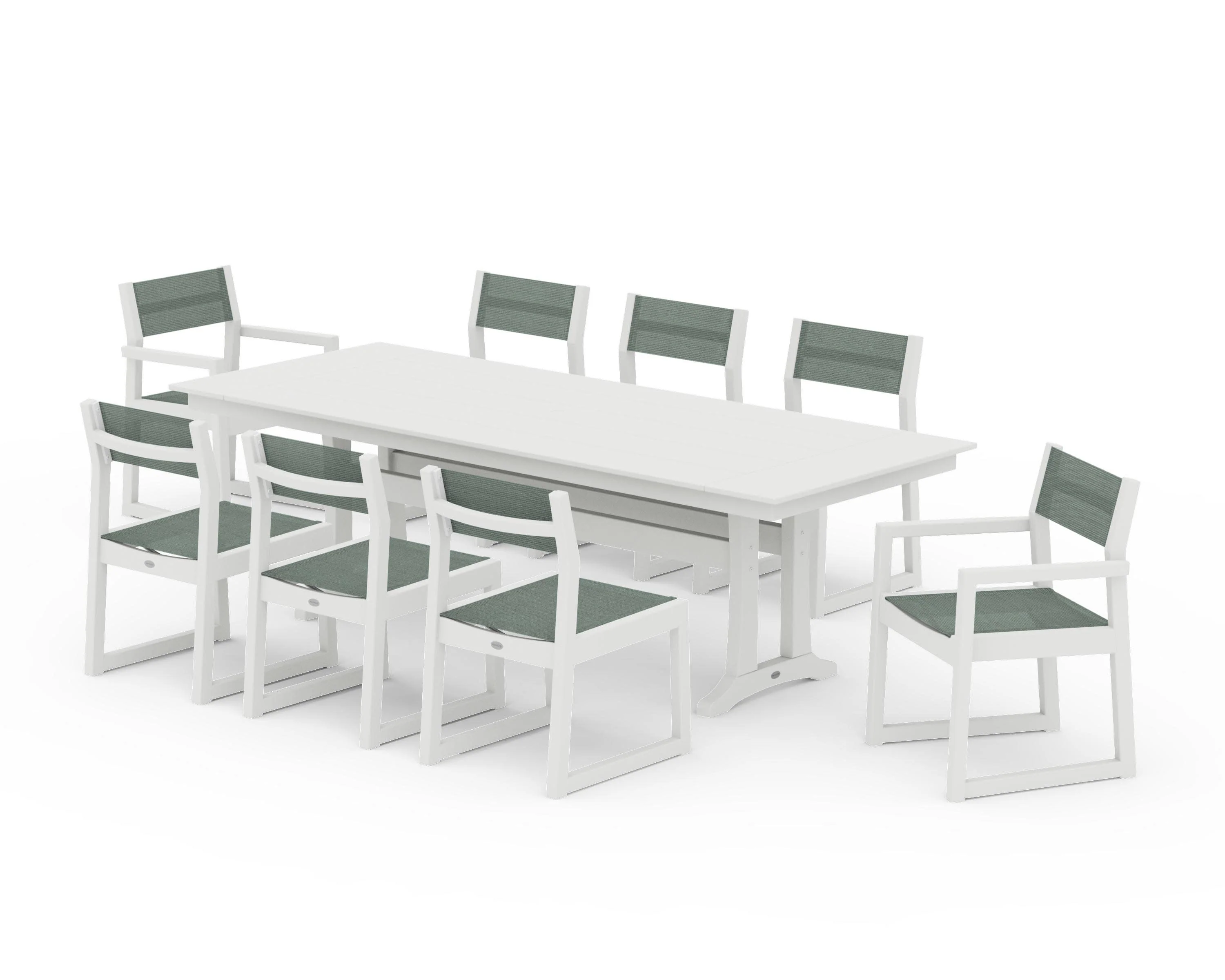 EDGE Sling 9-Piece Farmhouse Trestle Dining Set - Image 34