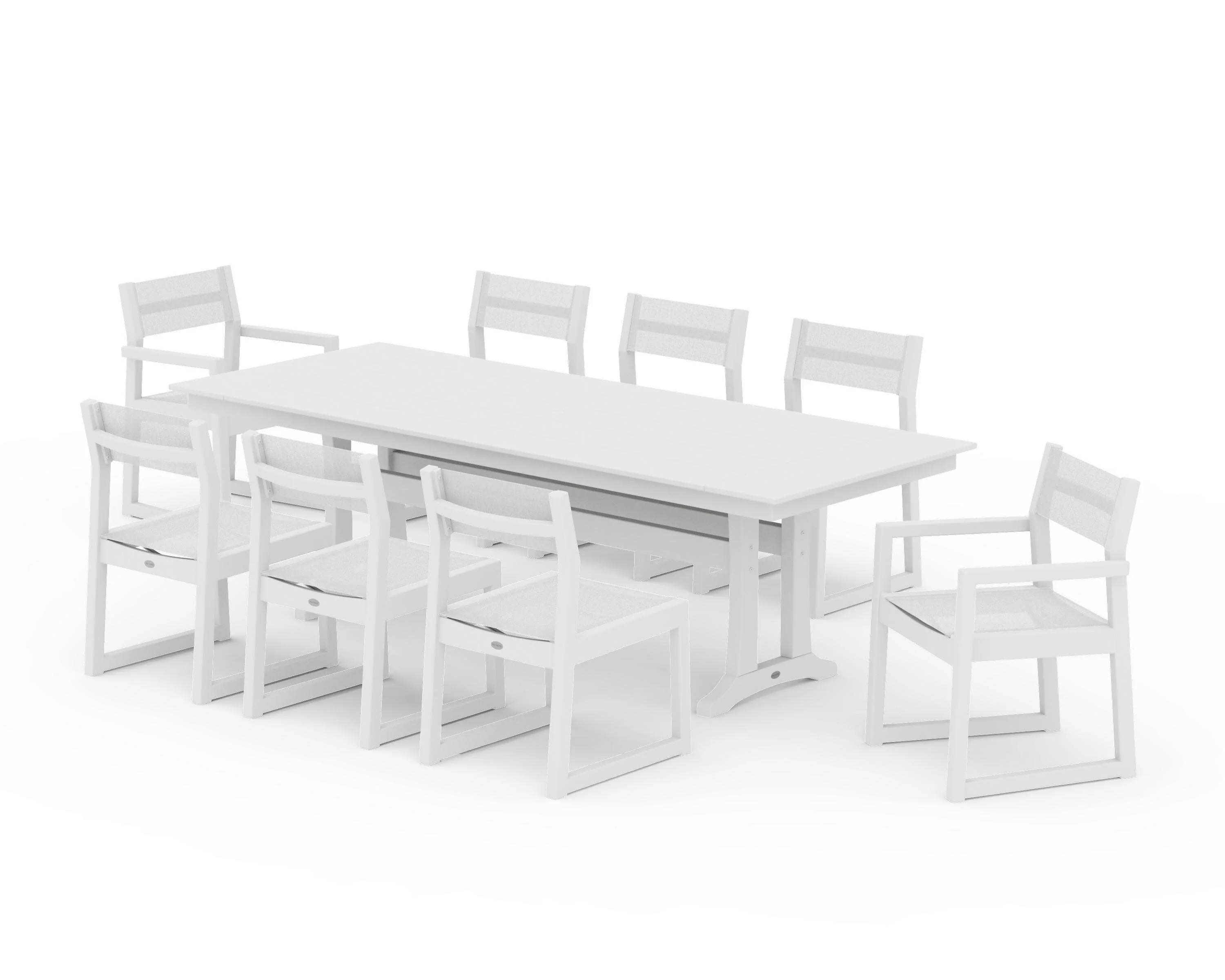 EDGE Sling 9-Piece Farmhouse Trestle Dining Set - Image 35
