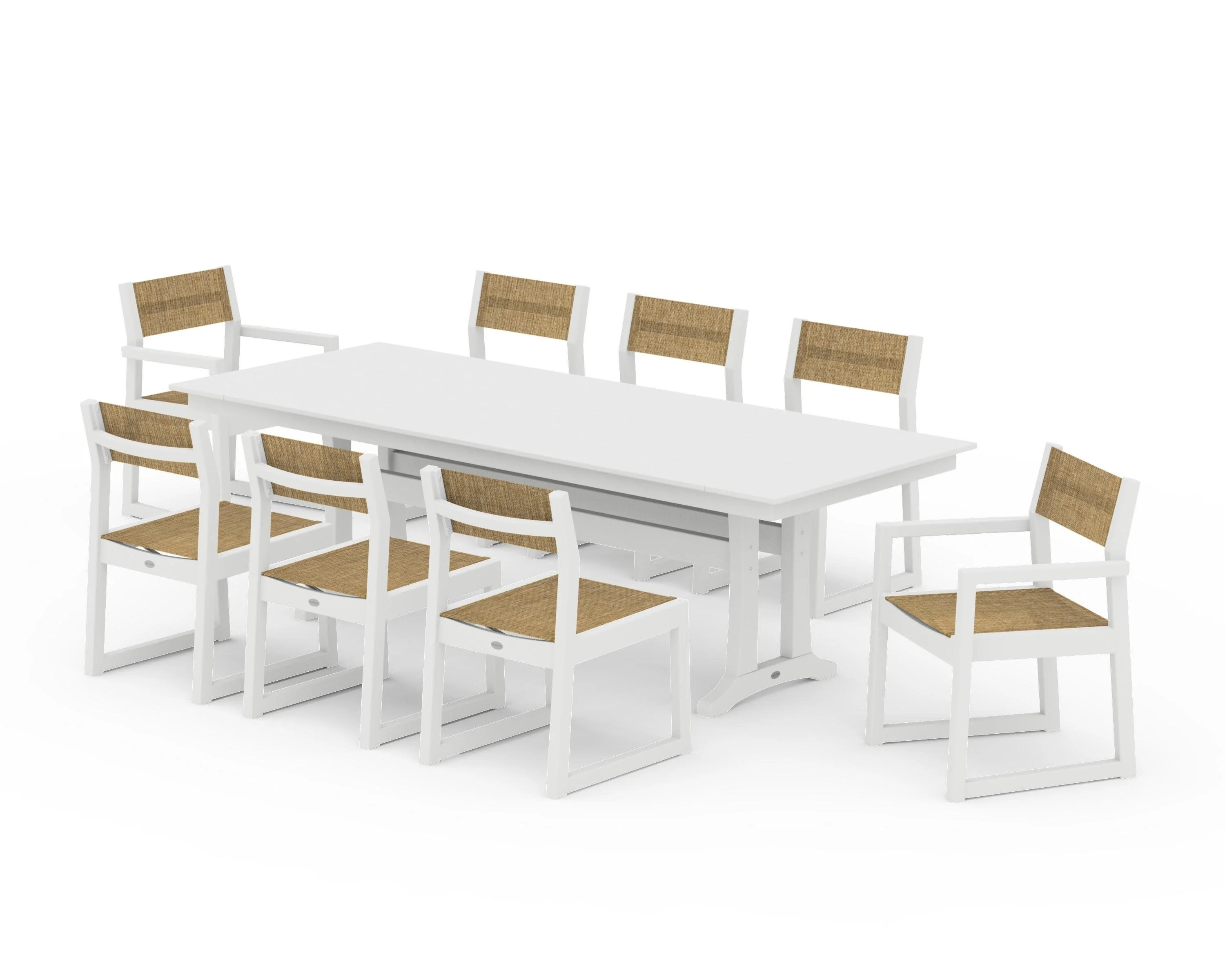EDGE Sling 9-Piece Farmhouse Trestle Dining Set - Image 39