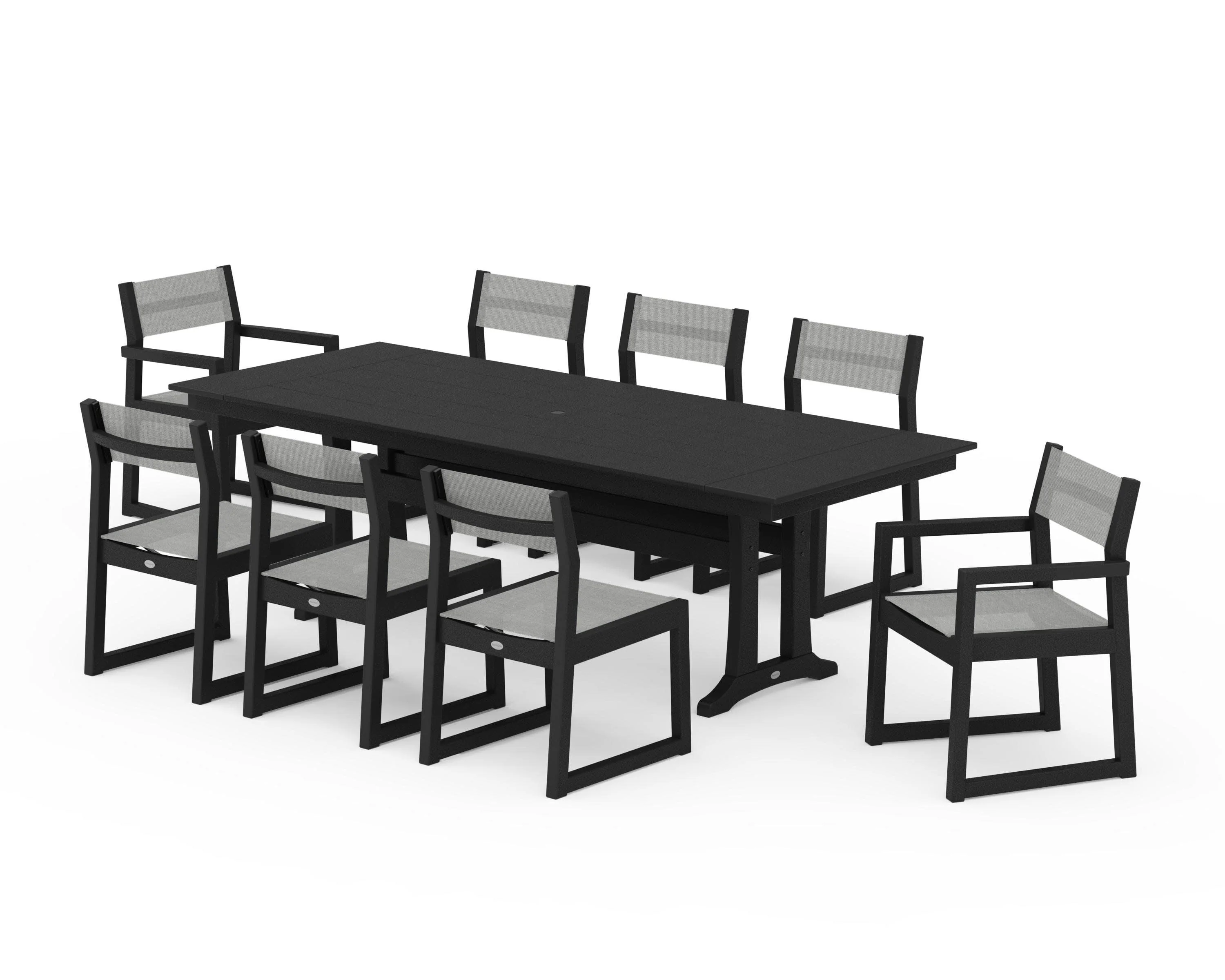 EDGE Sling 9-Piece Farmhouse Trestle Dining Set - Image 4