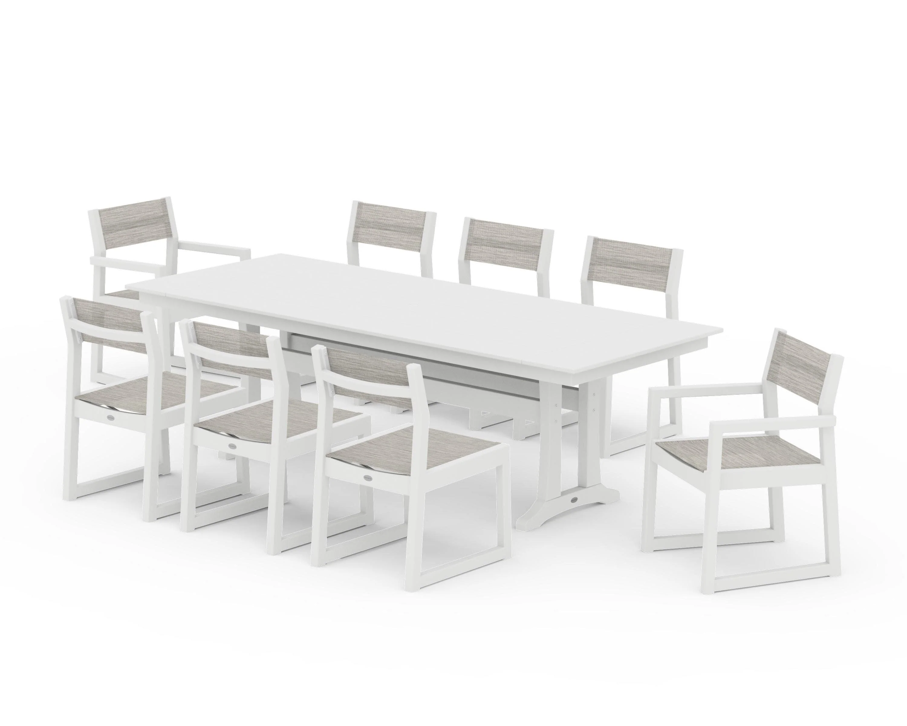 EDGE Sling 9-Piece Farmhouse Trestle Dining Set - Image 40