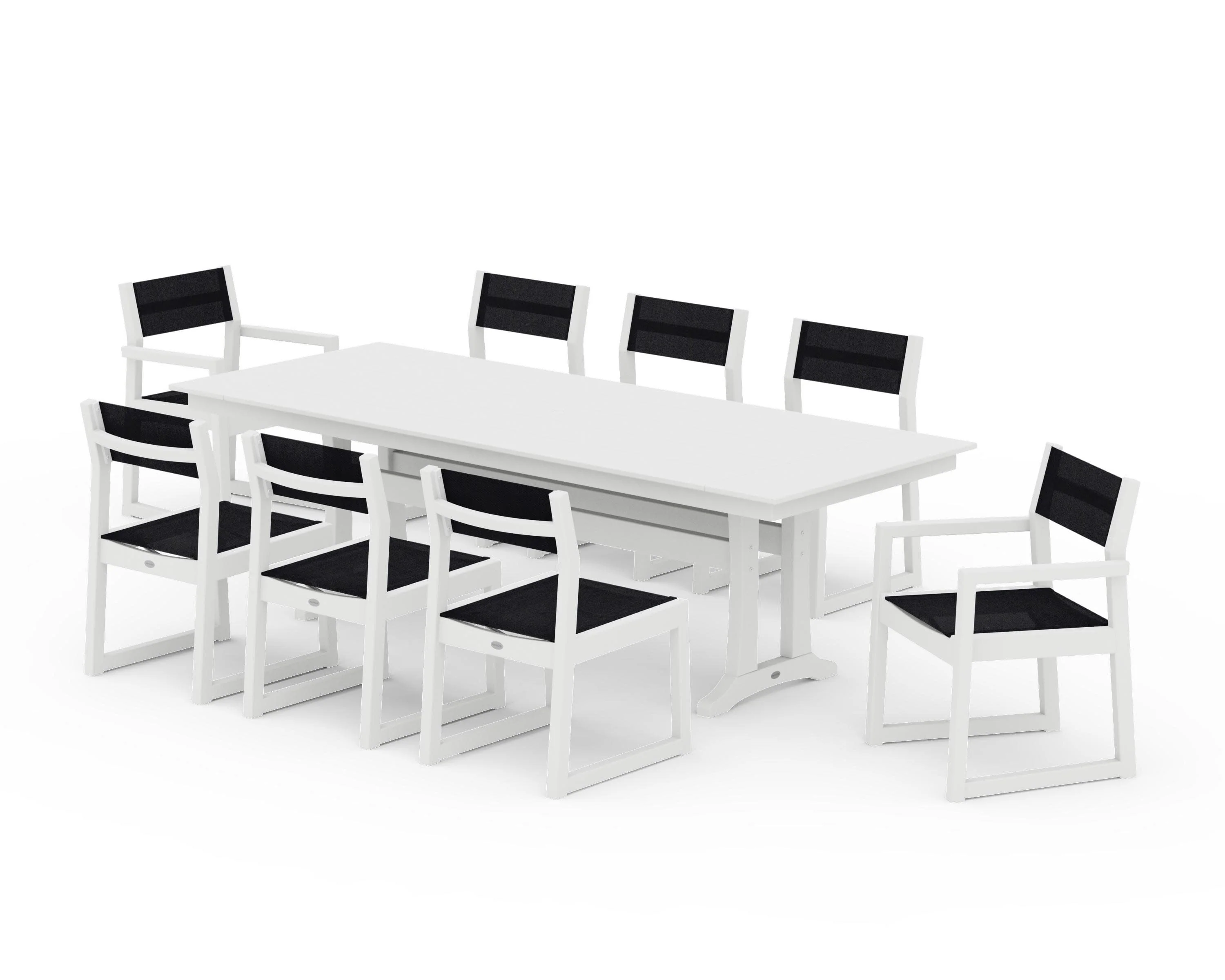 EDGE Sling 9-Piece Farmhouse Trestle Dining Set - Image 42