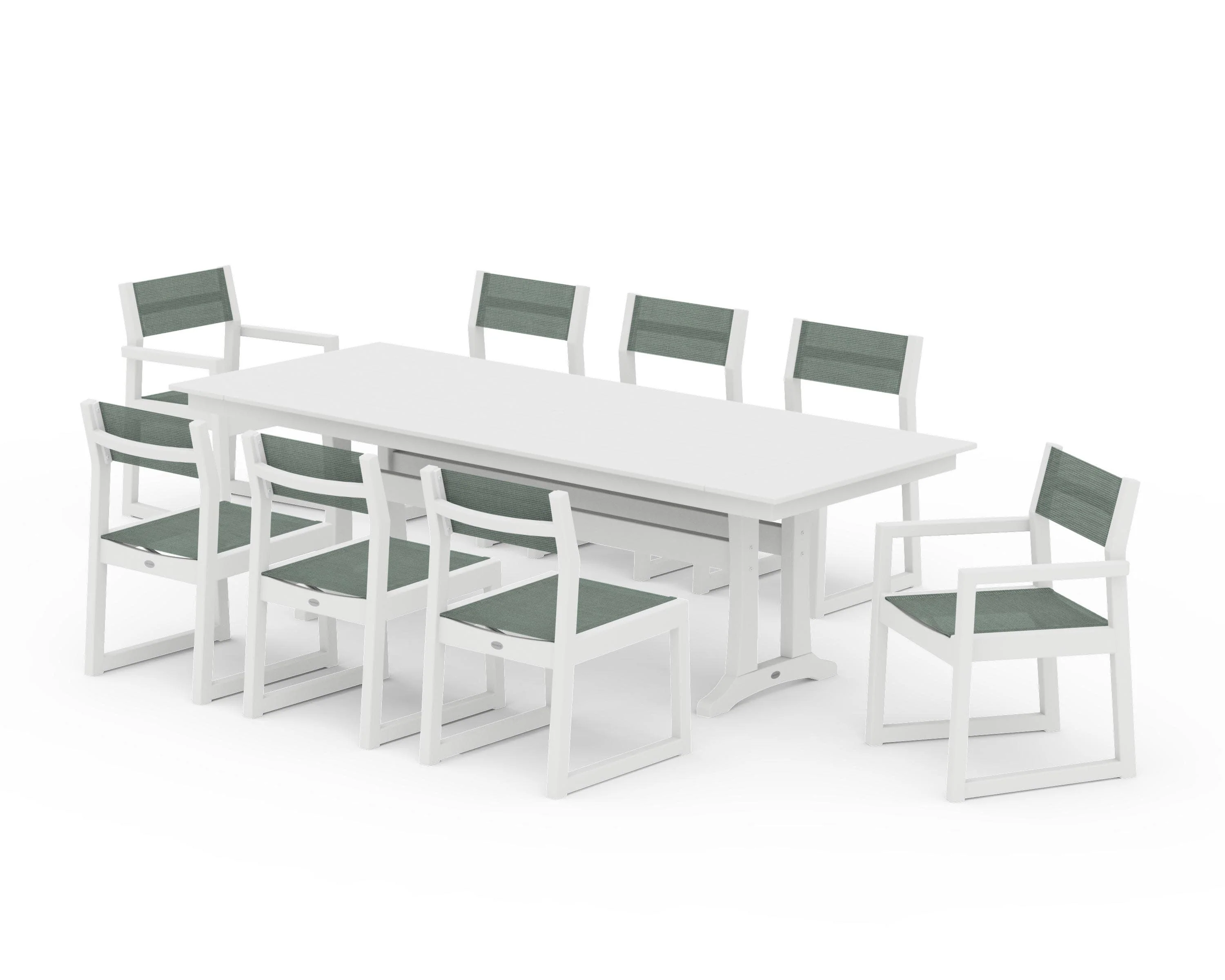 EDGE Sling 9-Piece Farmhouse Trestle Dining Set - Image 44