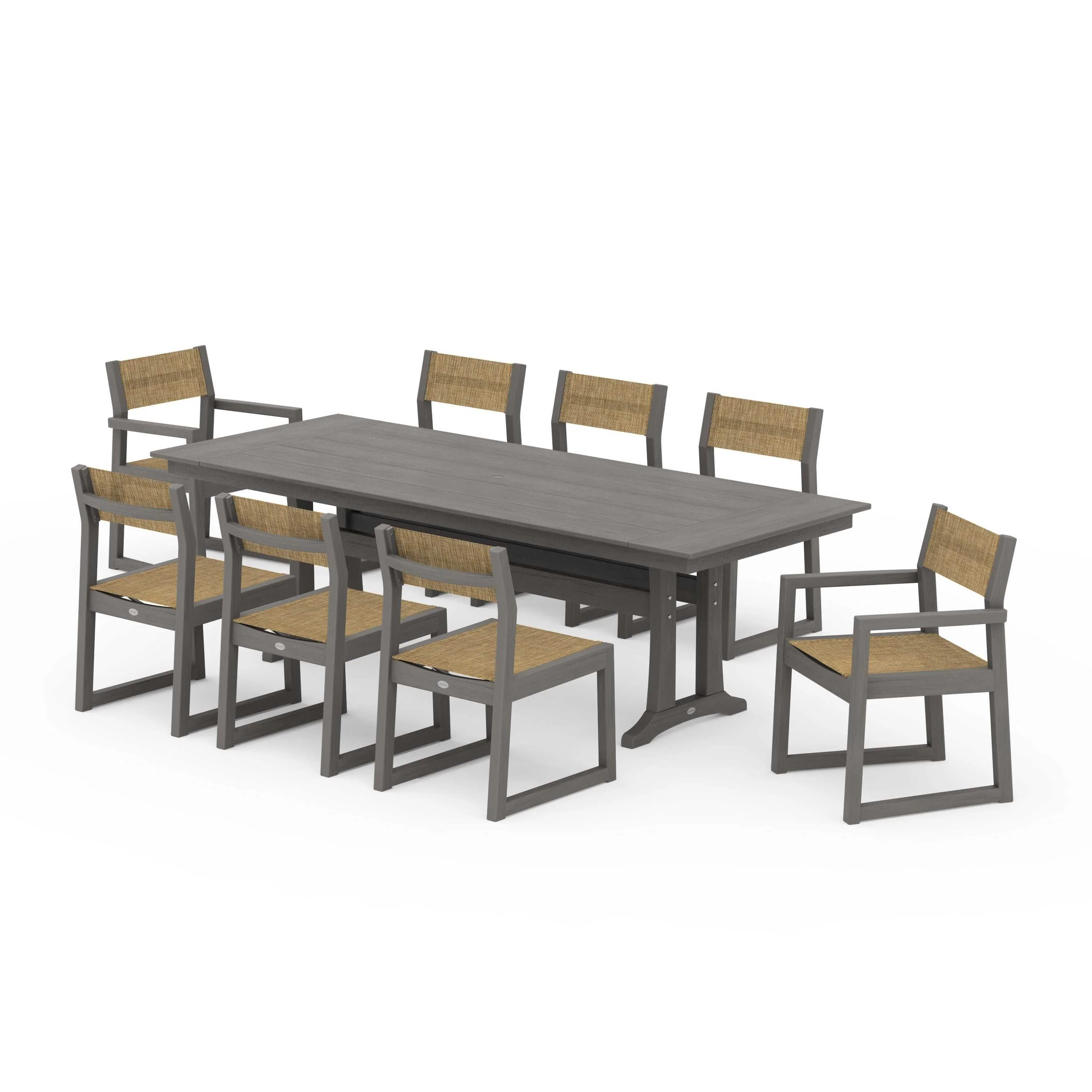 EDGE Sling 9-Piece Farmhouse Trestle Dining Set - Image 46