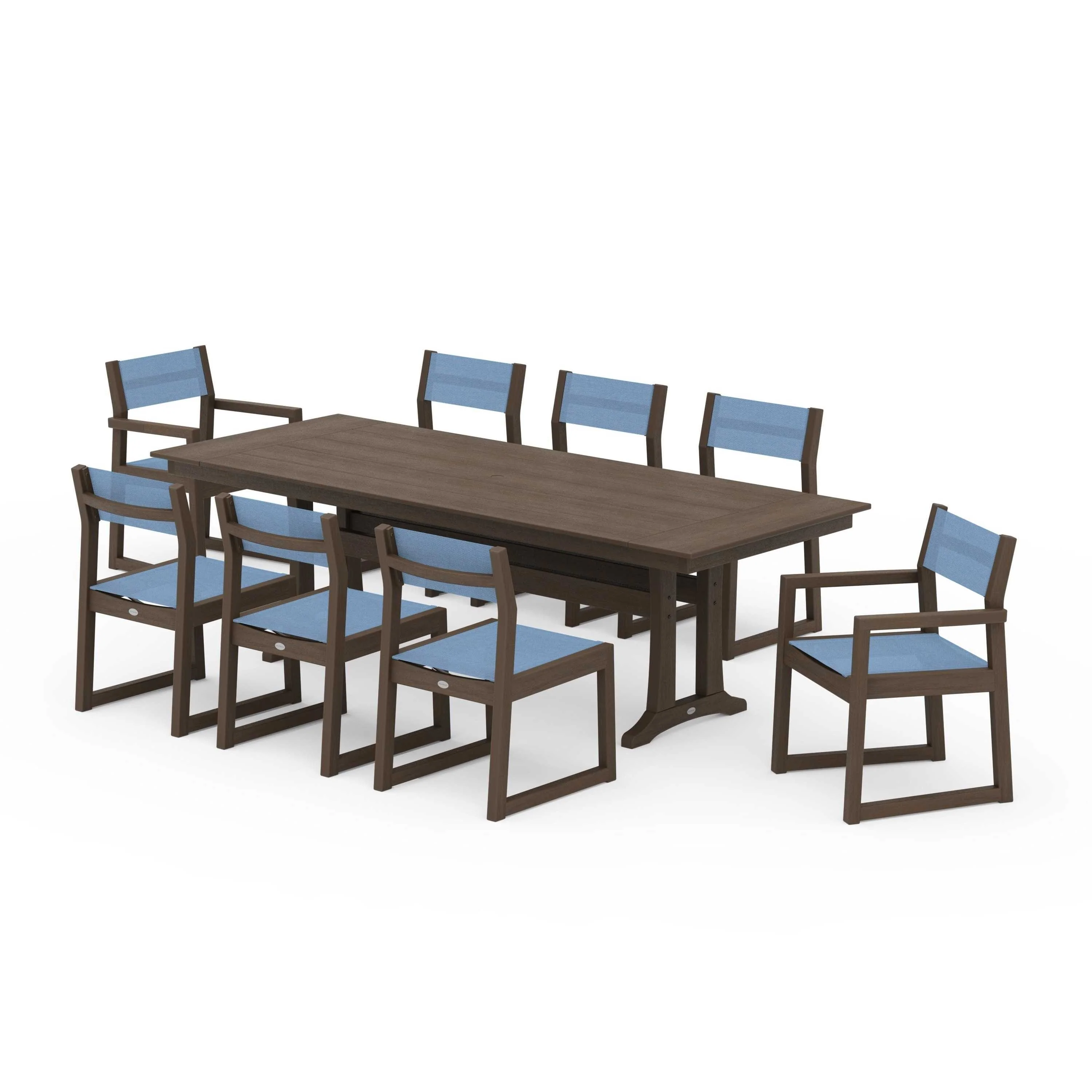 EDGE Sling 9-Piece Farmhouse Trestle Dining Set - Image 47