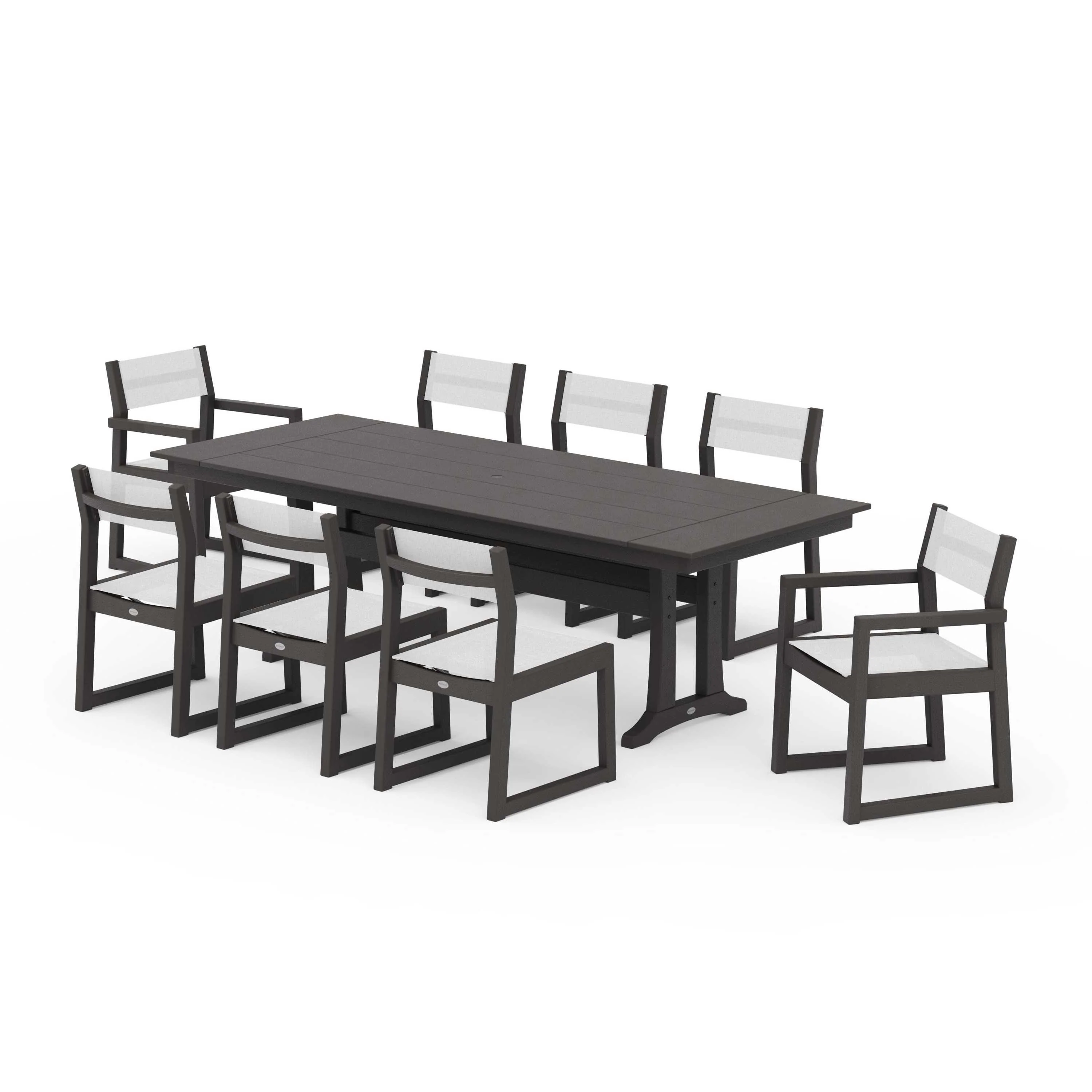 EDGE Sling 9-Piece Farmhouse Trestle Dining Set - Image 52