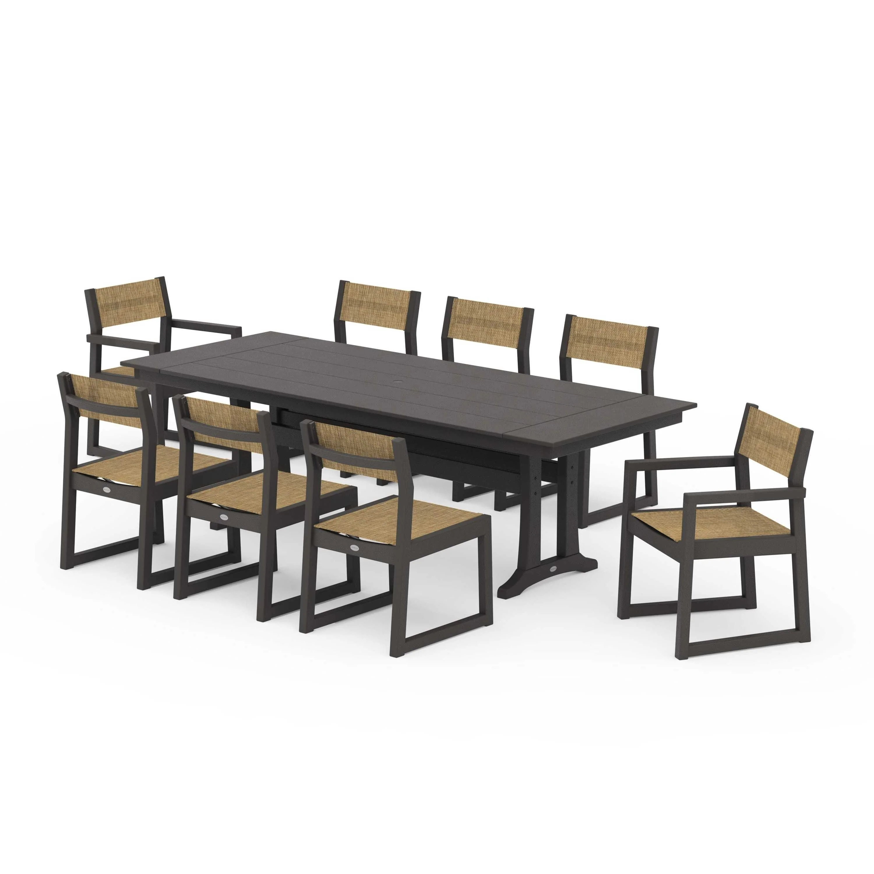 EDGE Sling 9-Piece Farmhouse Trestle Dining Set - Image 53