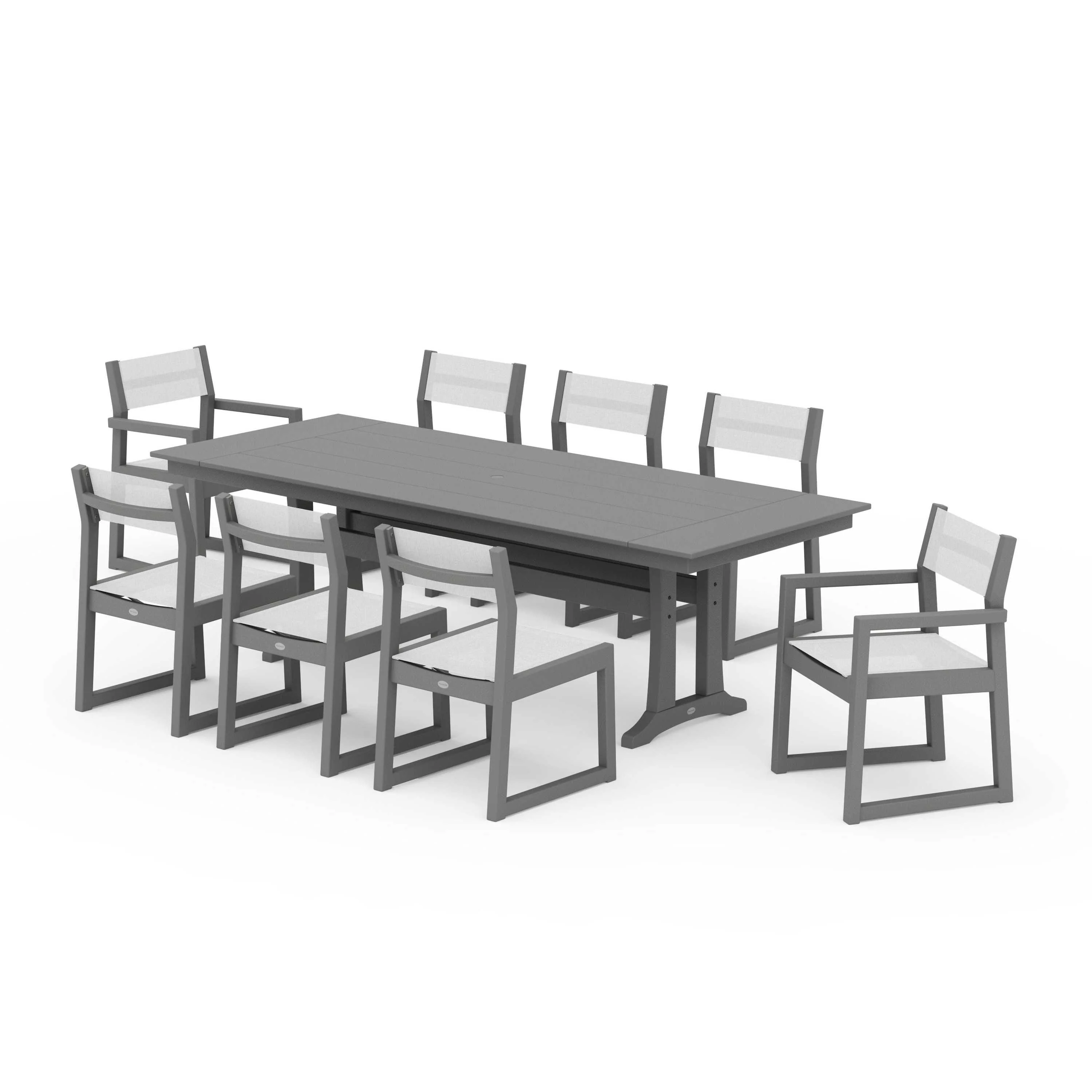 EDGE Sling 9-Piece Farmhouse Trestle Dining Set - Image 54