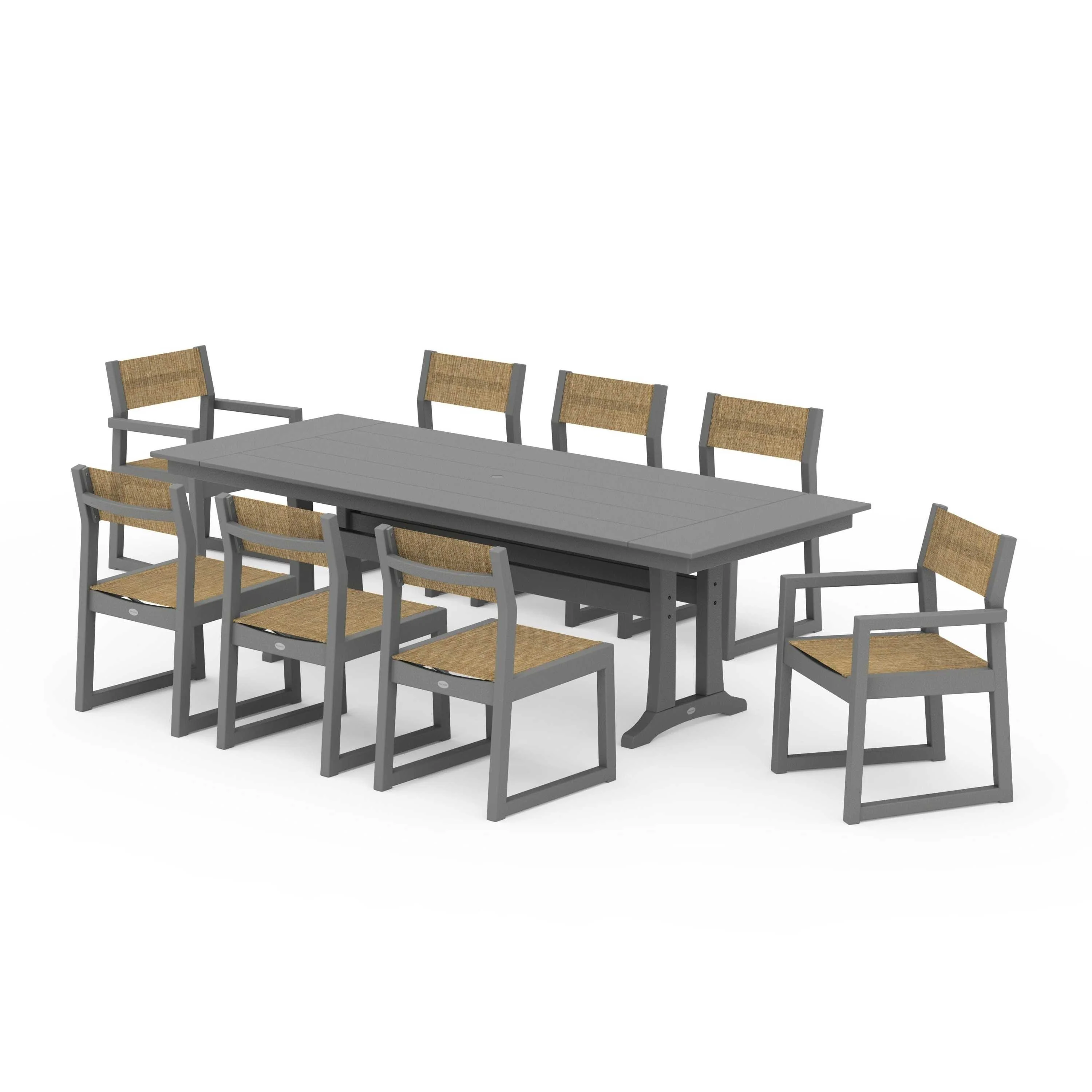 EDGE Sling 9-Piece Farmhouse Trestle Dining Set - Image 55