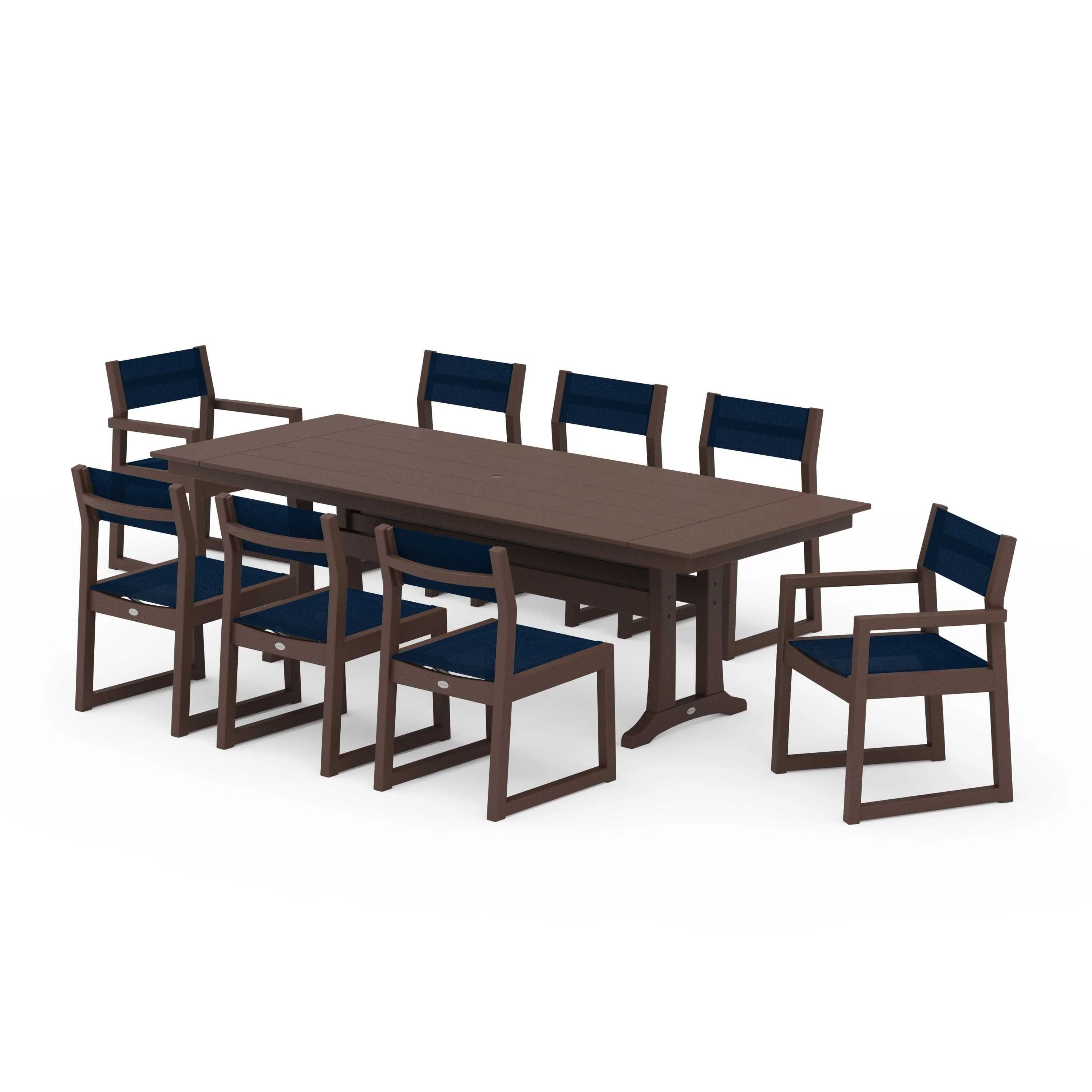 EDGE Sling 9-Piece Farmhouse Trestle Dining Set - Image 56