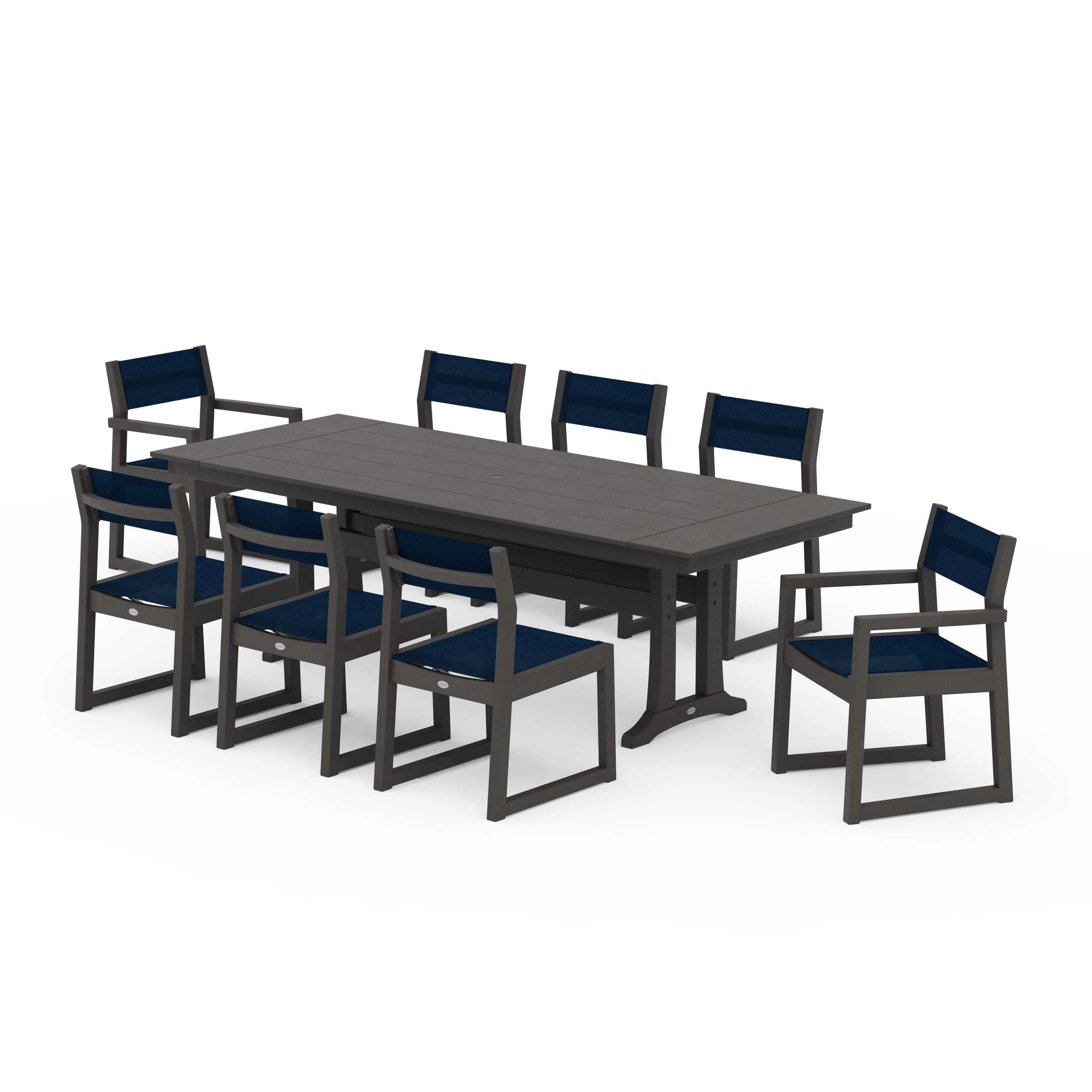 EDGE Sling 9-Piece Farmhouse Trestle Dining Set - Image 57
