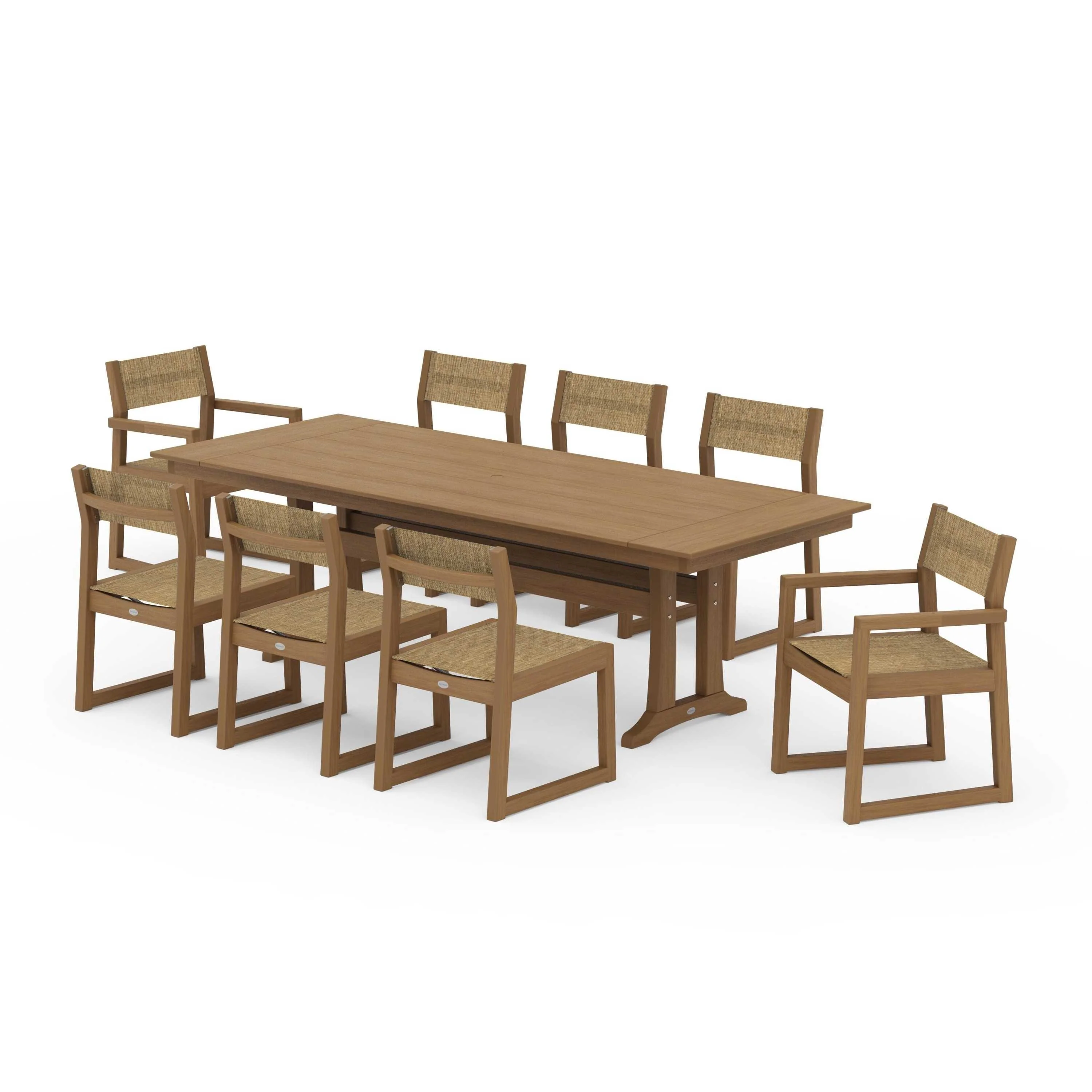 EDGE Sling 9-Piece Farmhouse Trestle Dining Set - Image 58