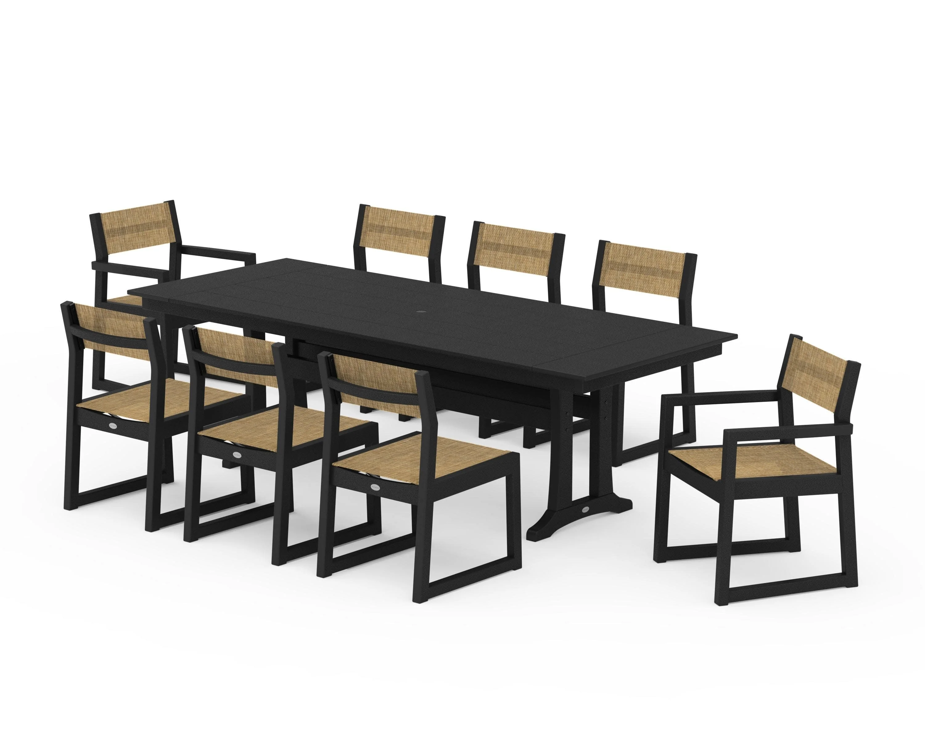 EDGE Sling 9-Piece Farmhouse Trestle Dining Set - Image 6