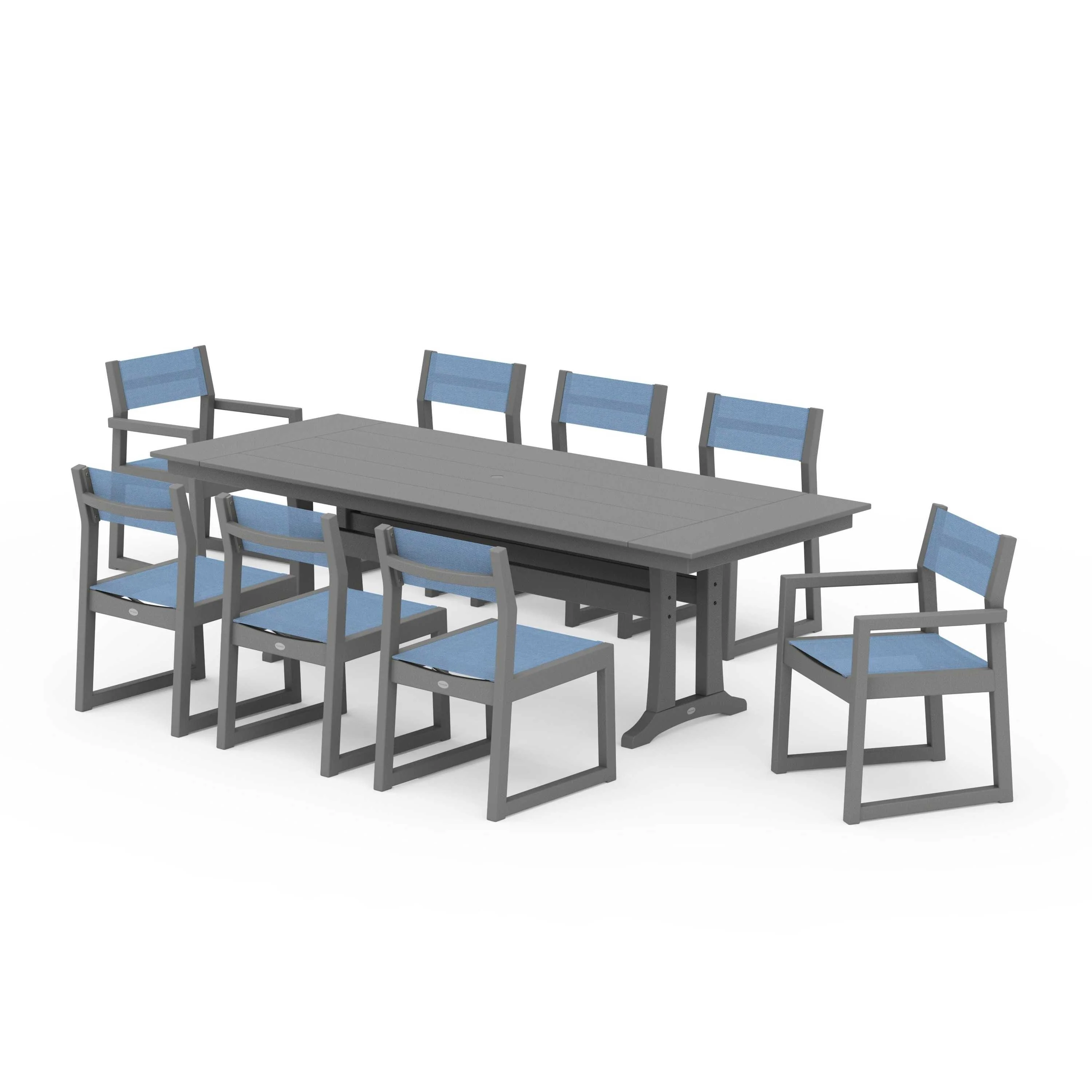 EDGE Sling 9-Piece Farmhouse Trestle Dining Set - Image 61