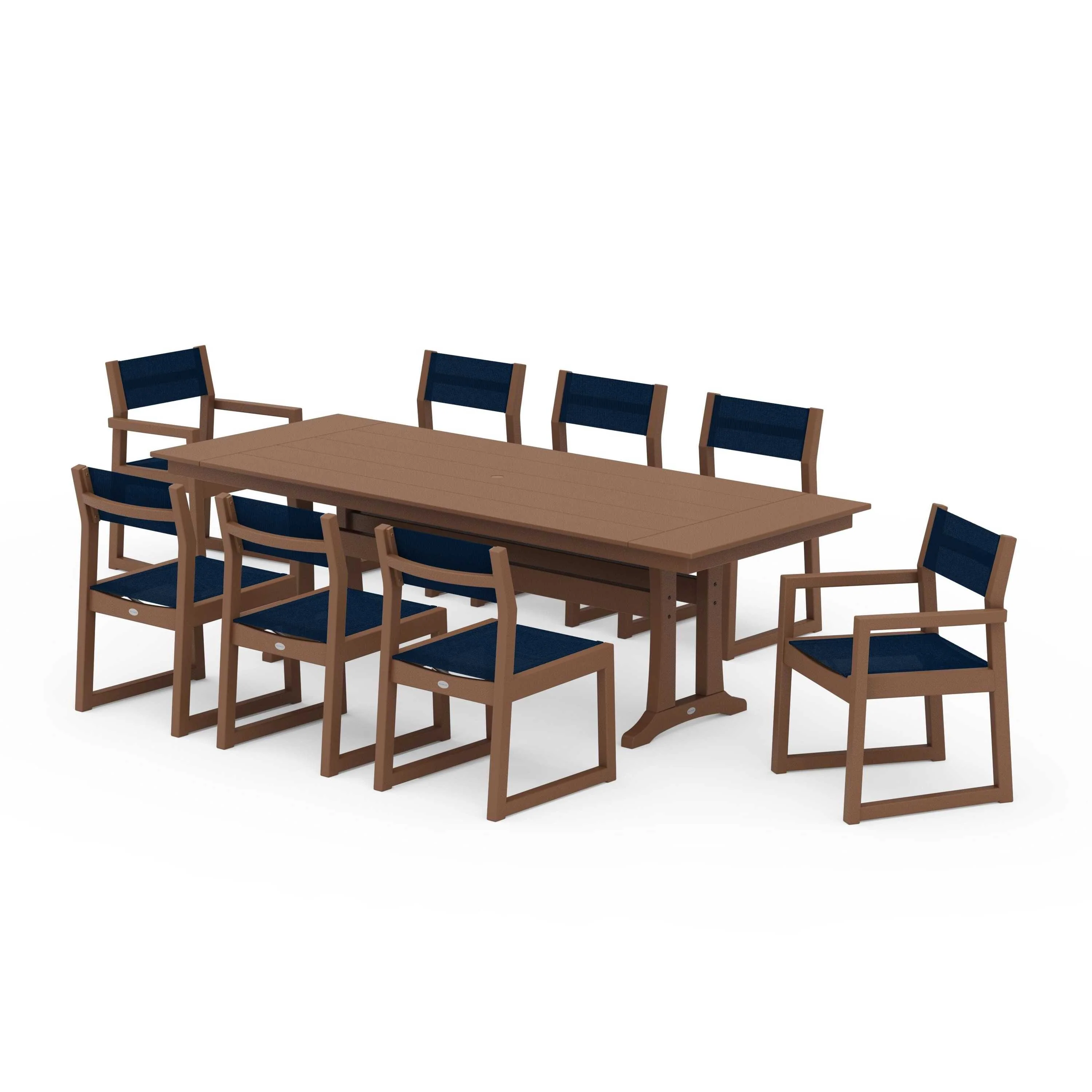 EDGE Sling 9-Piece Farmhouse Trestle Dining Set - Image 63