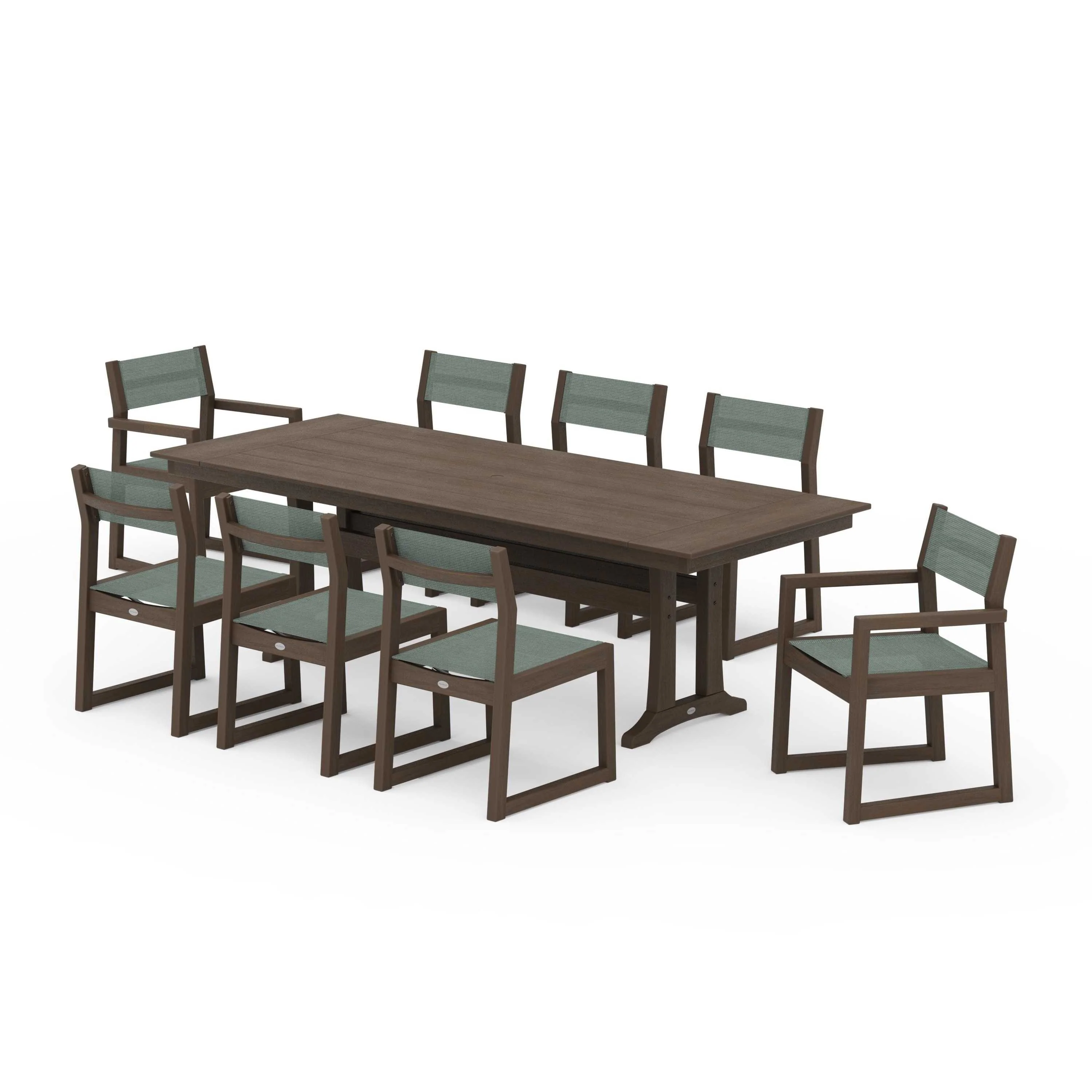 EDGE Sling 9-Piece Farmhouse Trestle Dining Set - Image 65