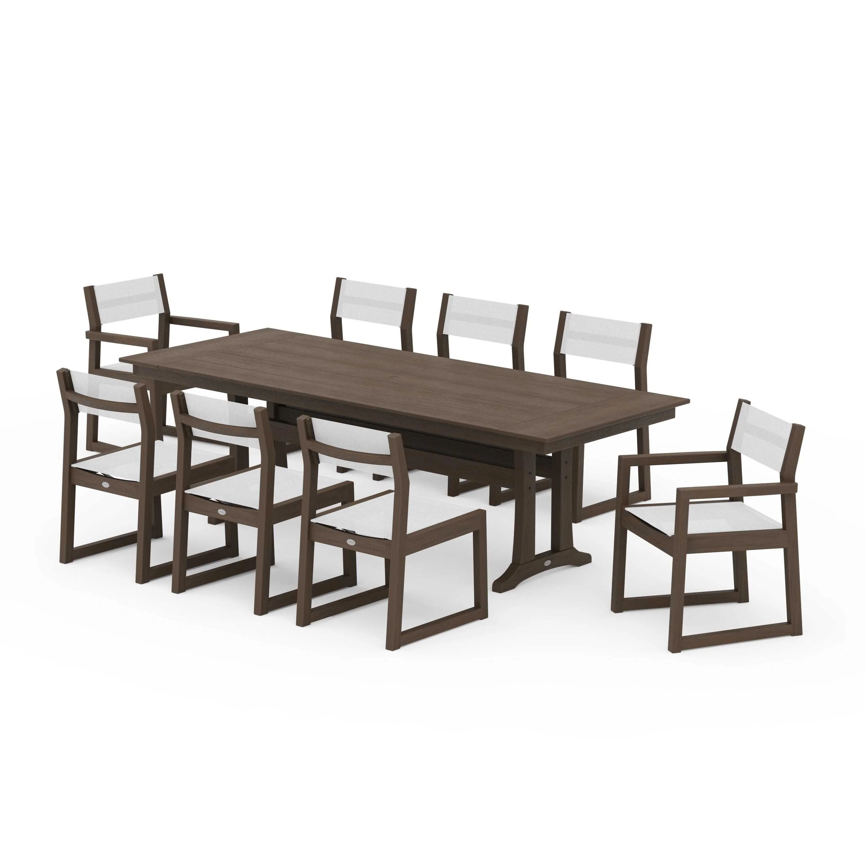 EDGE Sling 9-Piece Farmhouse Trestle Dining Set - Image 66